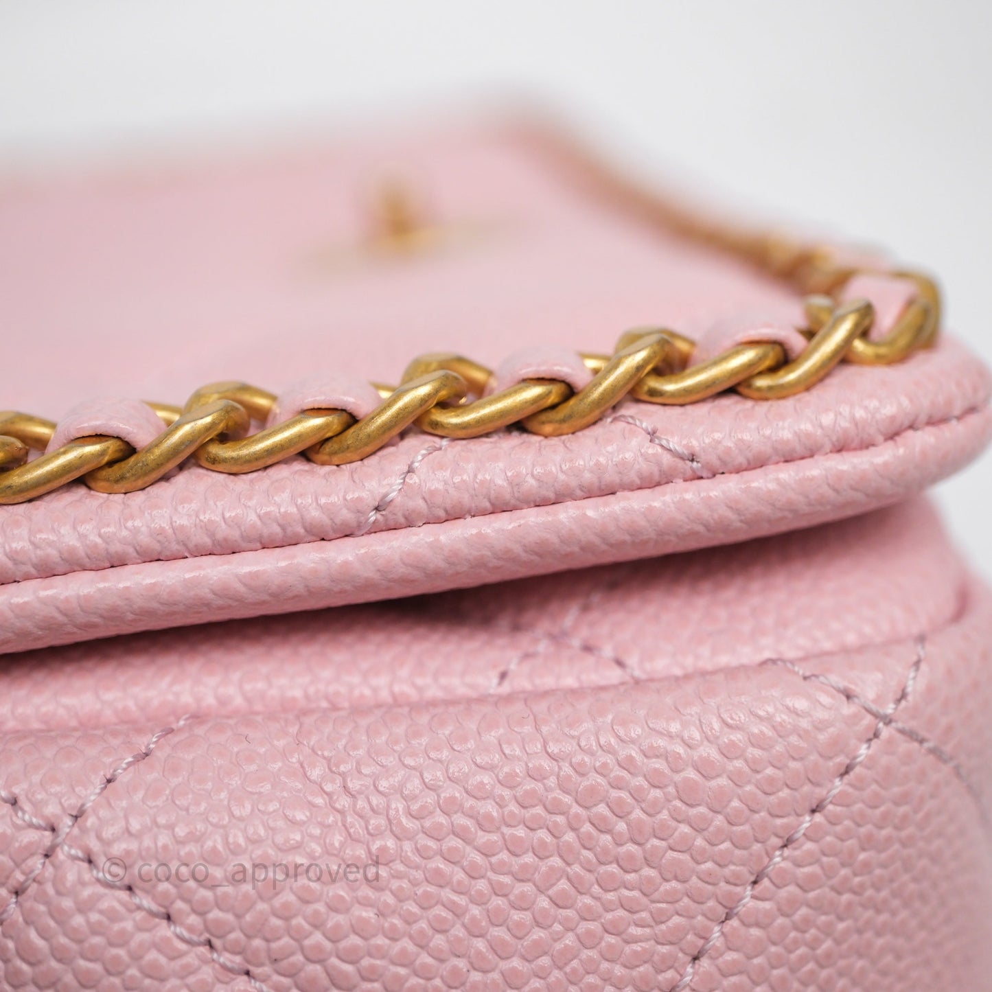 Chanel Chain Around Flap Bag Pink Caviar Aged Gold Hardware 22B