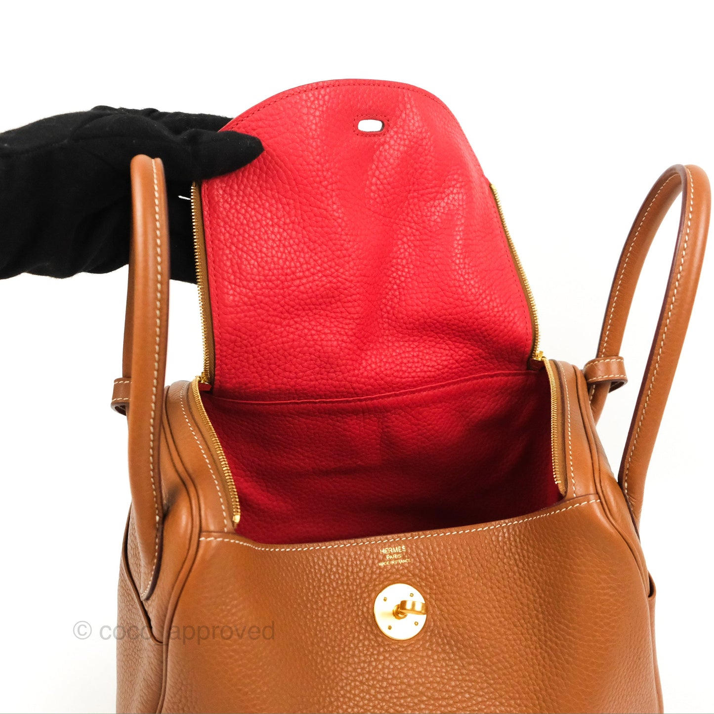 Hermès Lindy 26 Gold Verso Rouge Tomate Clemence Gold Hardware