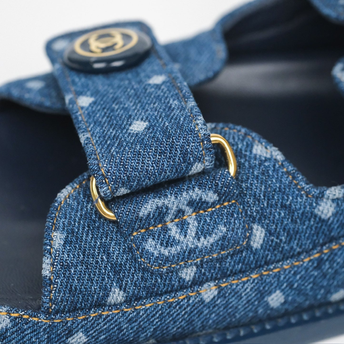 Chanel CC Dots Dad Sandals Denim Blue 23P Size 38