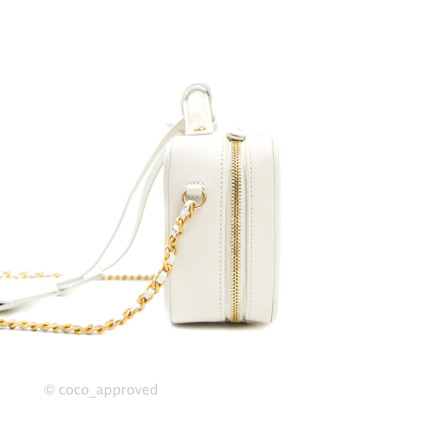 Chanel Quilted Small CC Filigree Vanity Case White Caviar