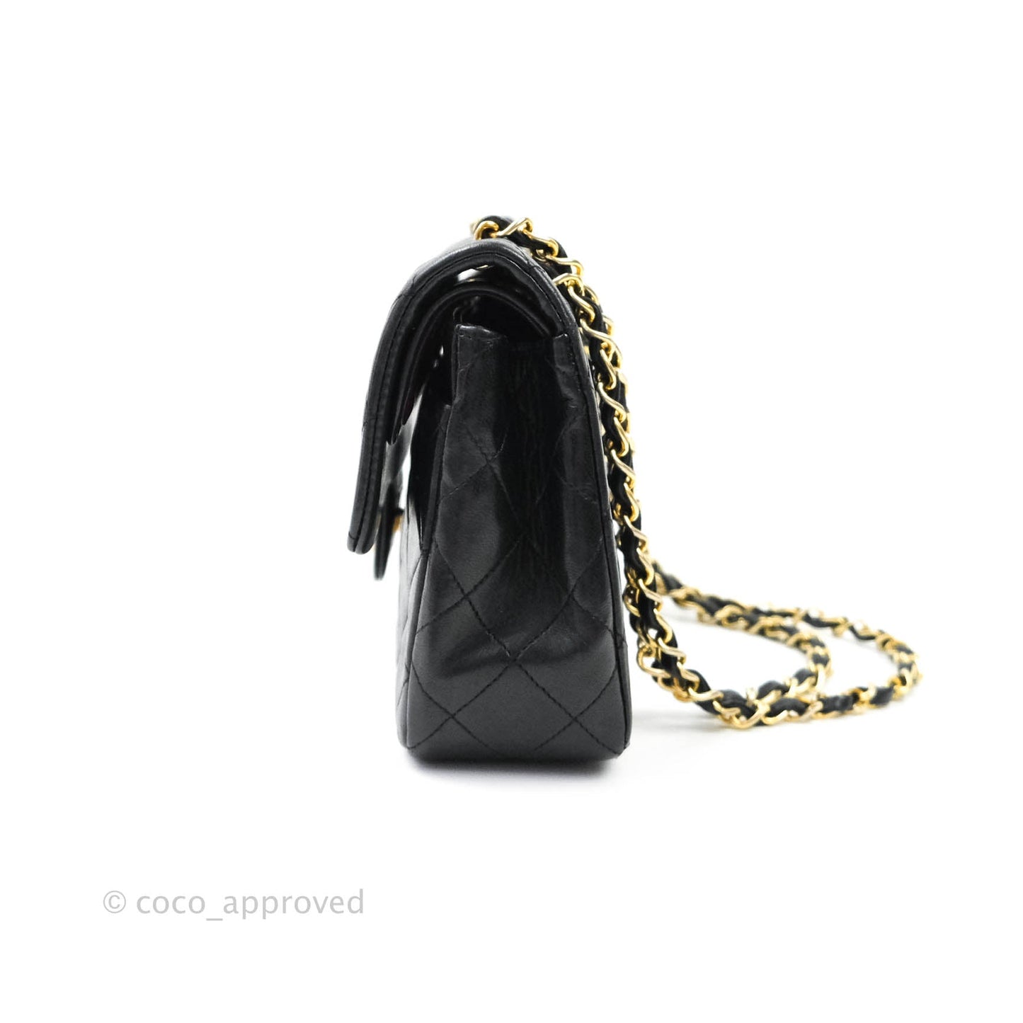 Chanel Vintage S/M Lambskin Small Double Flap Bag Black 24K Gold Hardware
