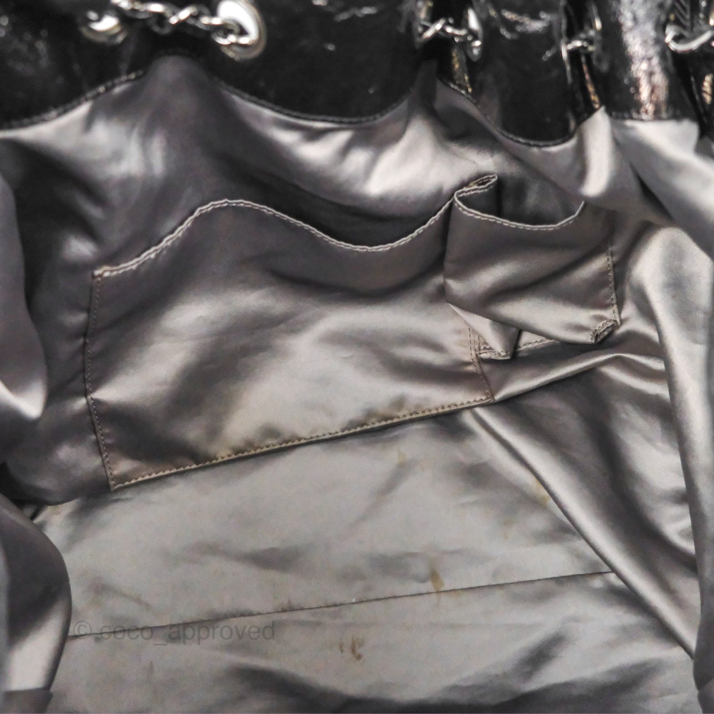 Chanel Rock In Moscow Cabas Tote Bag Black Glazed Crumpled Leather Gun Metal