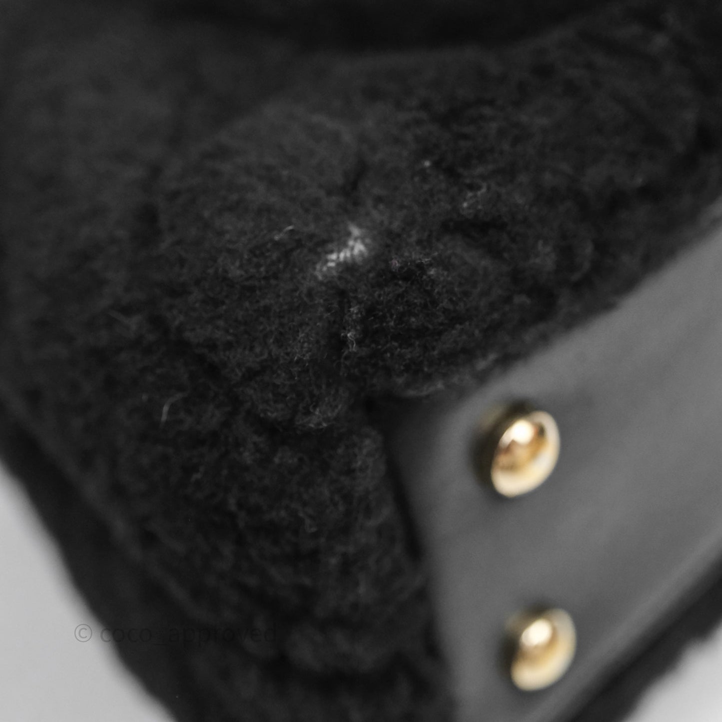 Chanel Small Coco Handle Shearling Black Gold Hardware