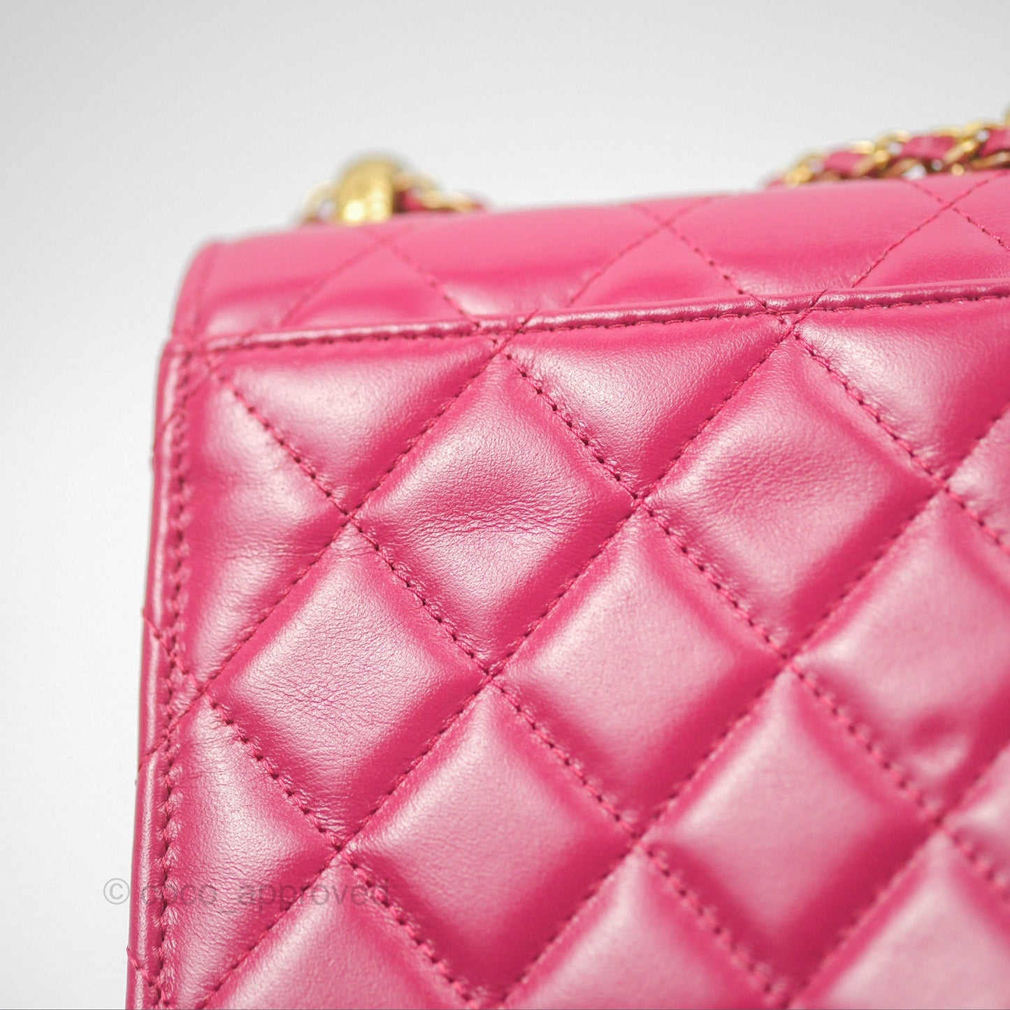 Chanel Quilted Perfect Fit Dark Pink Phone Holder Aged Gold Hardware