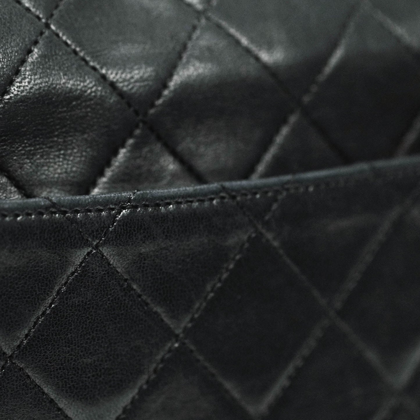 Chanel Vintage Flap Bag with Purse Pouch Black Lambskin 24K Gold Hardware