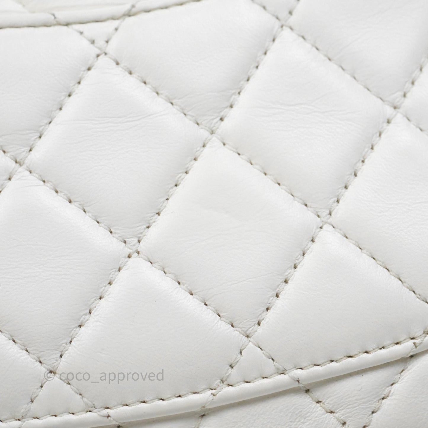 Chanel Mini Rectangular Pearl Crush Quilted White Lambskin Aged Gold Hardware