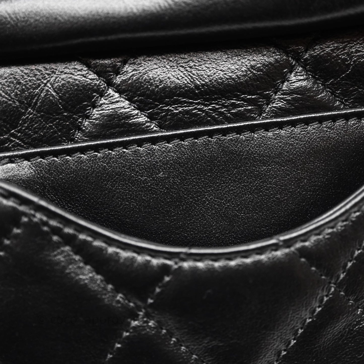 Chanel 25 Medium Black Crumpled Calfskin Aged Gold Hardware