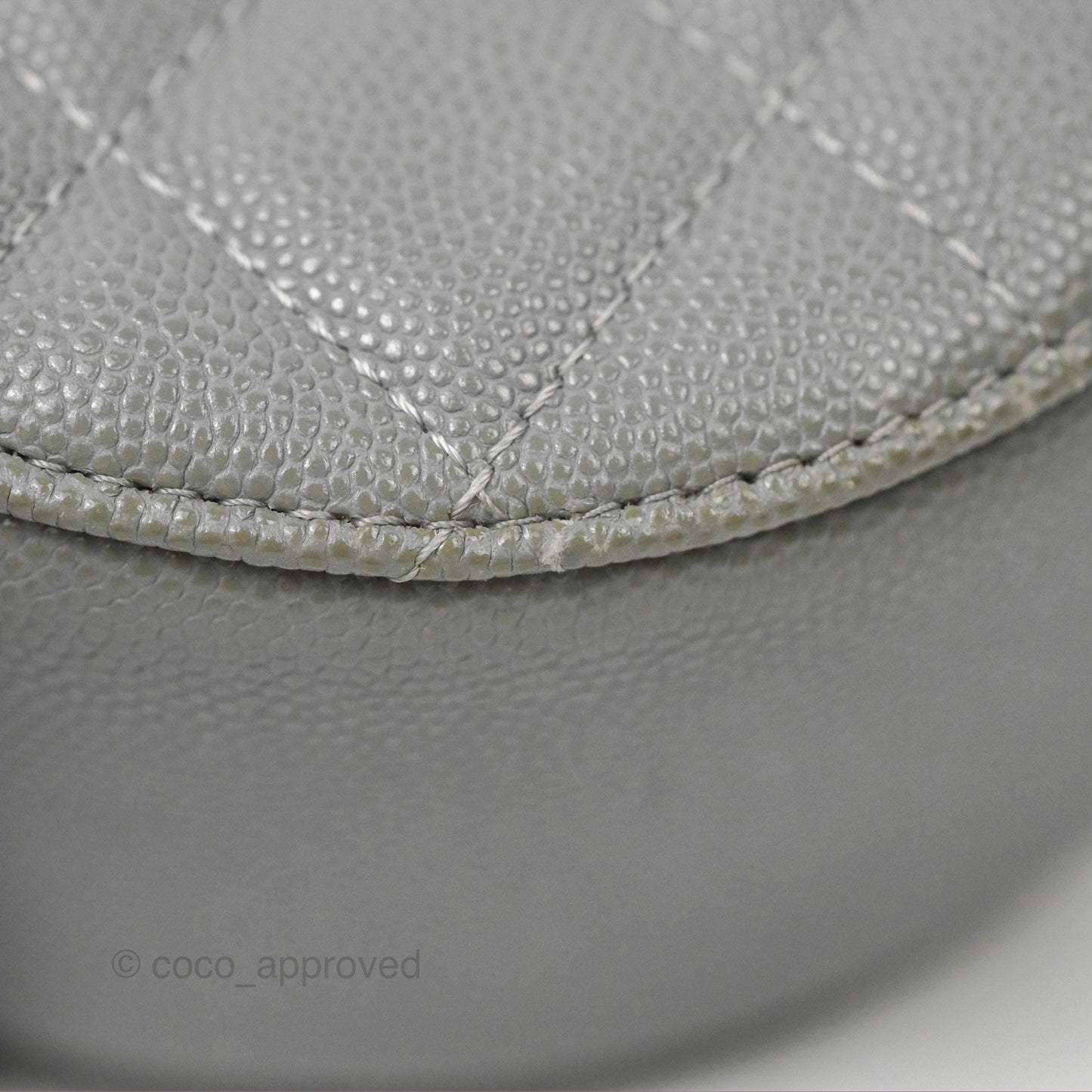 Chanel Classic Quilted Round Clutch With Chain Grey Caviar Gold Hardware
