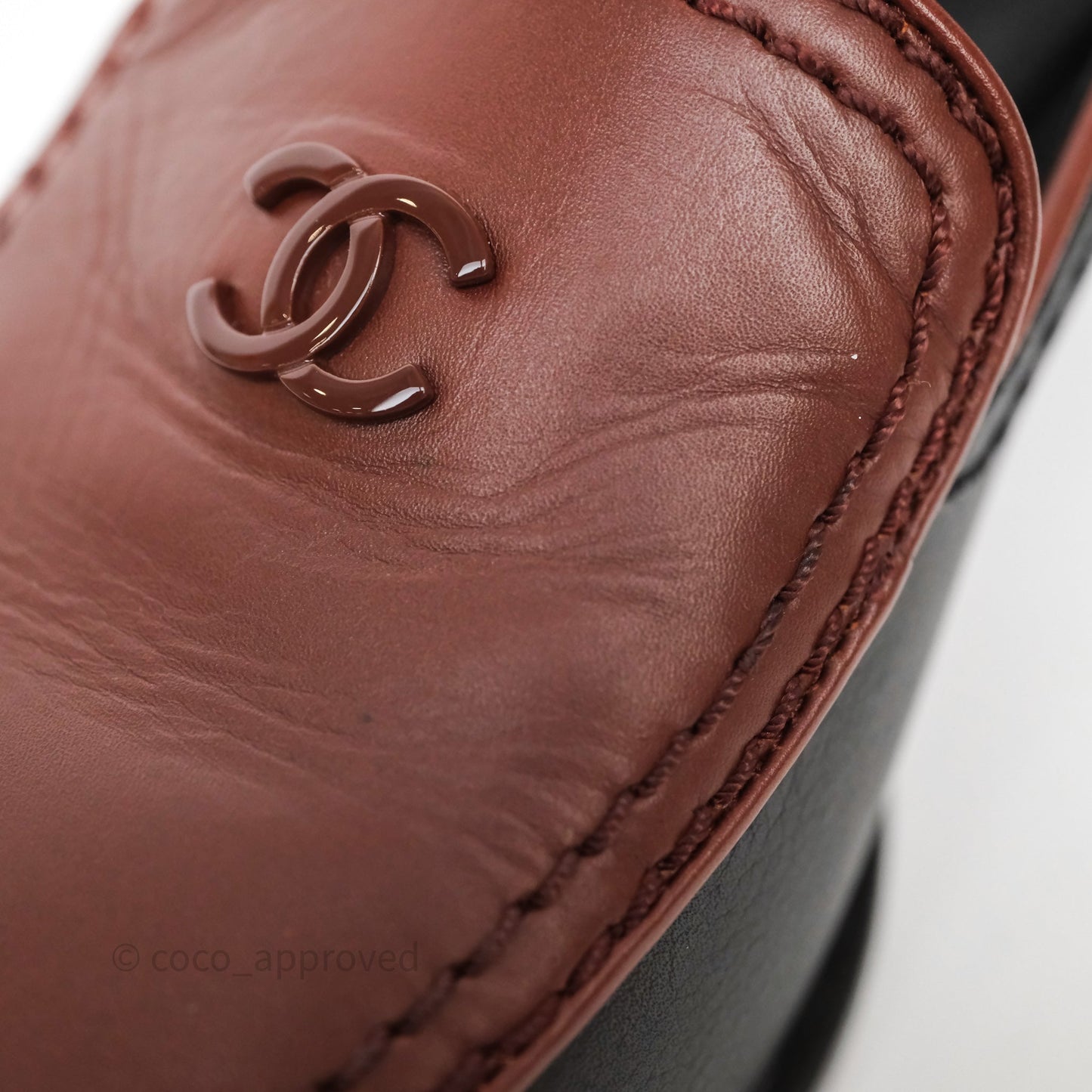 Chanel CC Loafers Black/ Brown Calfskin Size 35.5