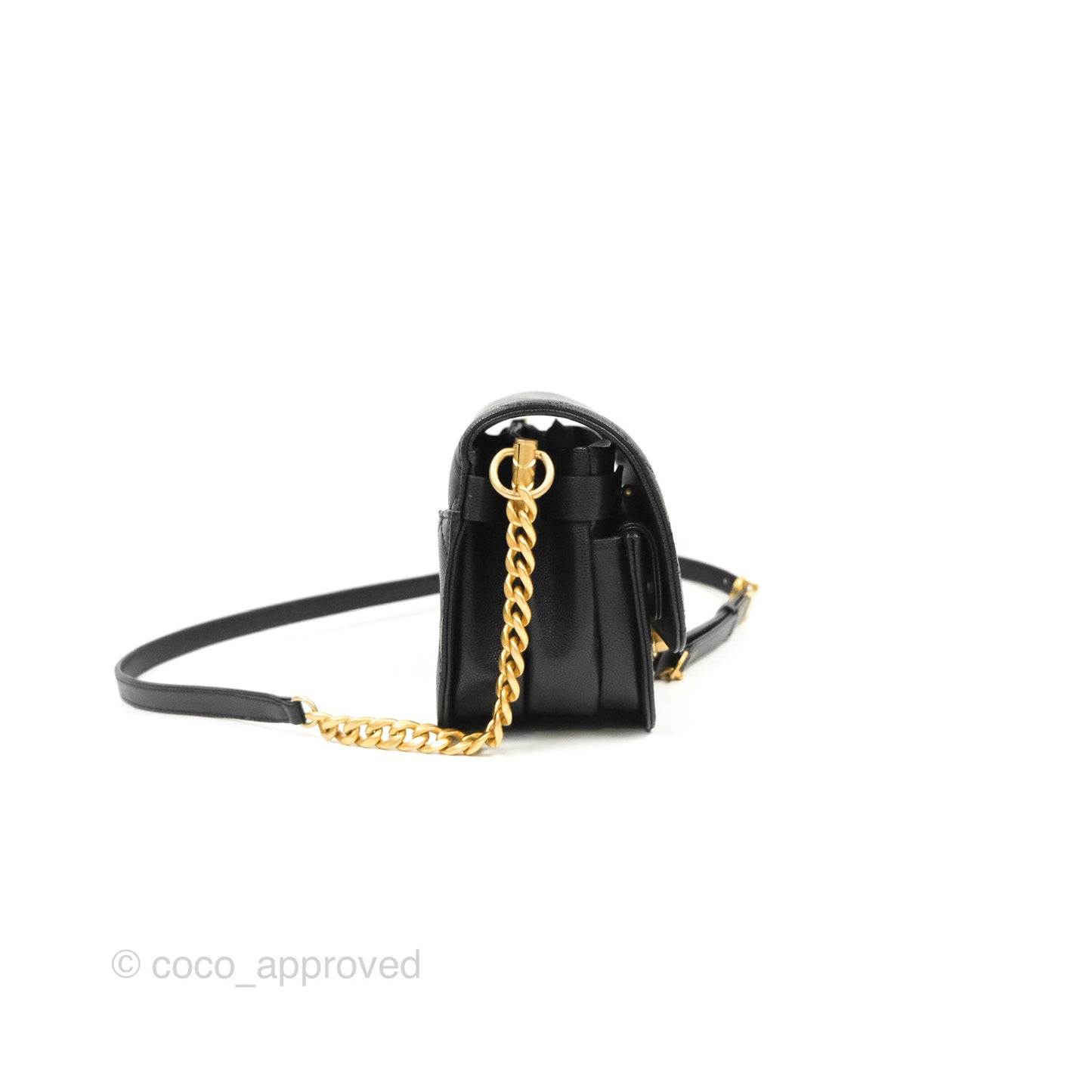 Chanel Mini Messenger Bag Black Caviar Aged Gold Hardware 21K