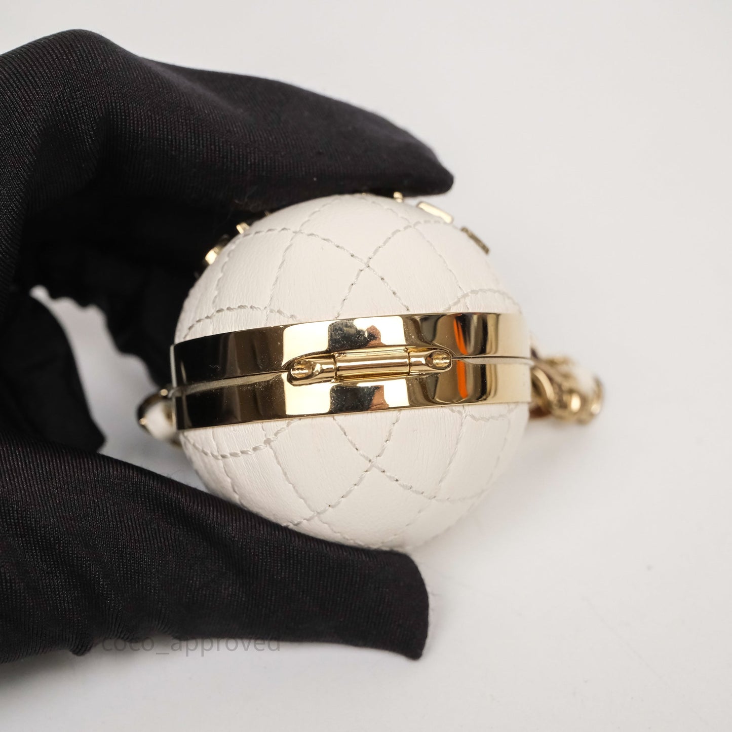 Chanel Mini Ball Bag Charm White Lambskin Gold Hardware