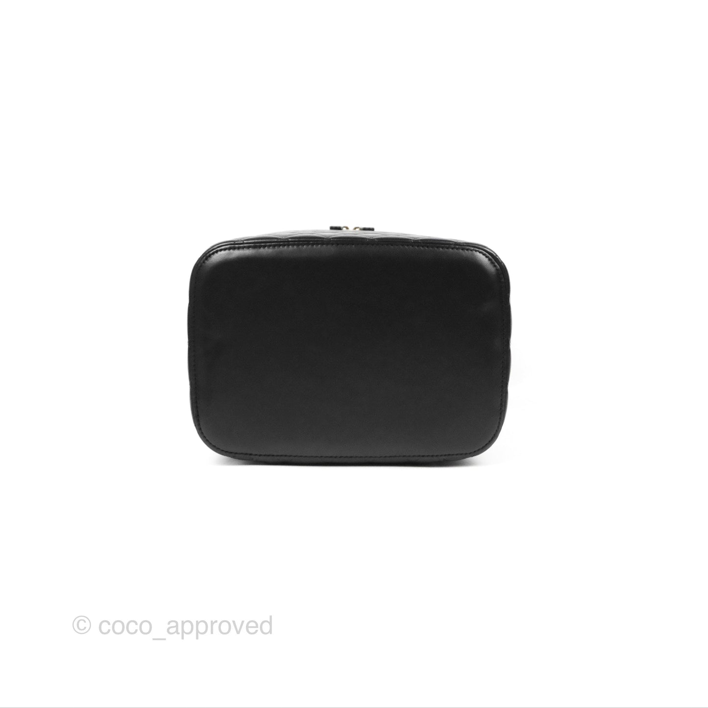 Chanel Classic Cosmetic Vanity Pouch Quilted Black Lambskin Gold Hardware