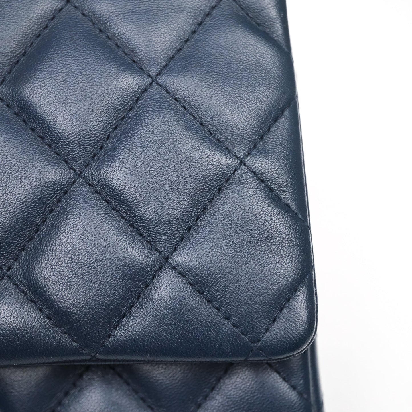 Chanel Quilted Clutch with Chain Lambskin Navy Gun Metal Hardware