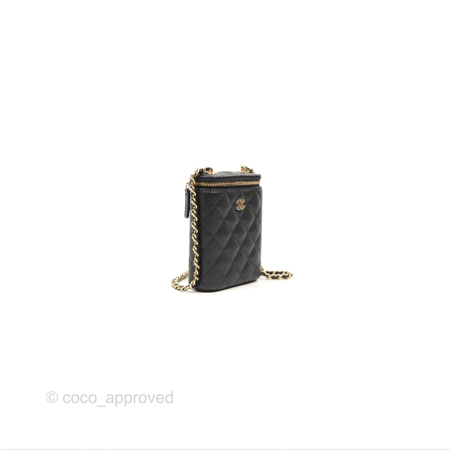 Chanel Classic Mini Vanity With Chain Black Caviar Gold Hardware