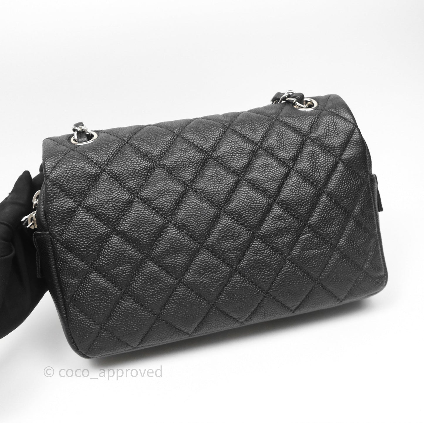 Chanel Quilted Easy Flap Bag Black Caviar Silver Hardware