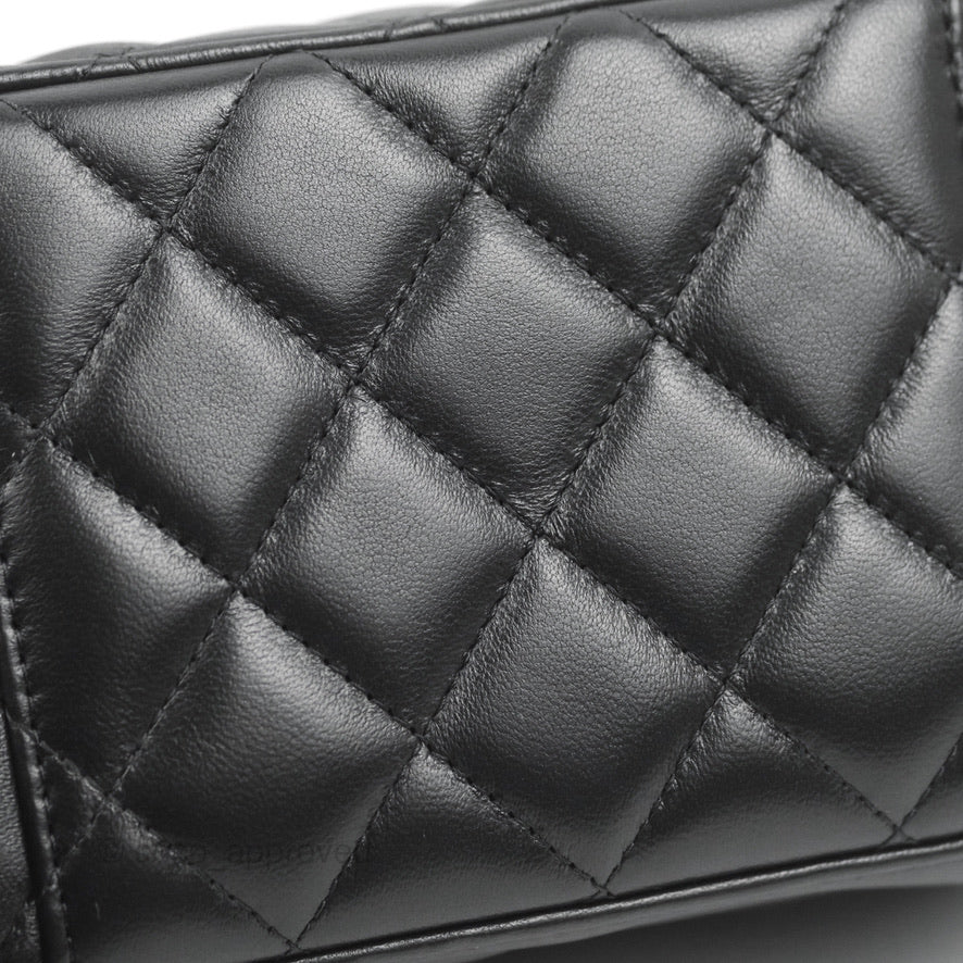 Chanel Vanity Rectangular with Top Handle Black Lambskin Aged Gold Hardware