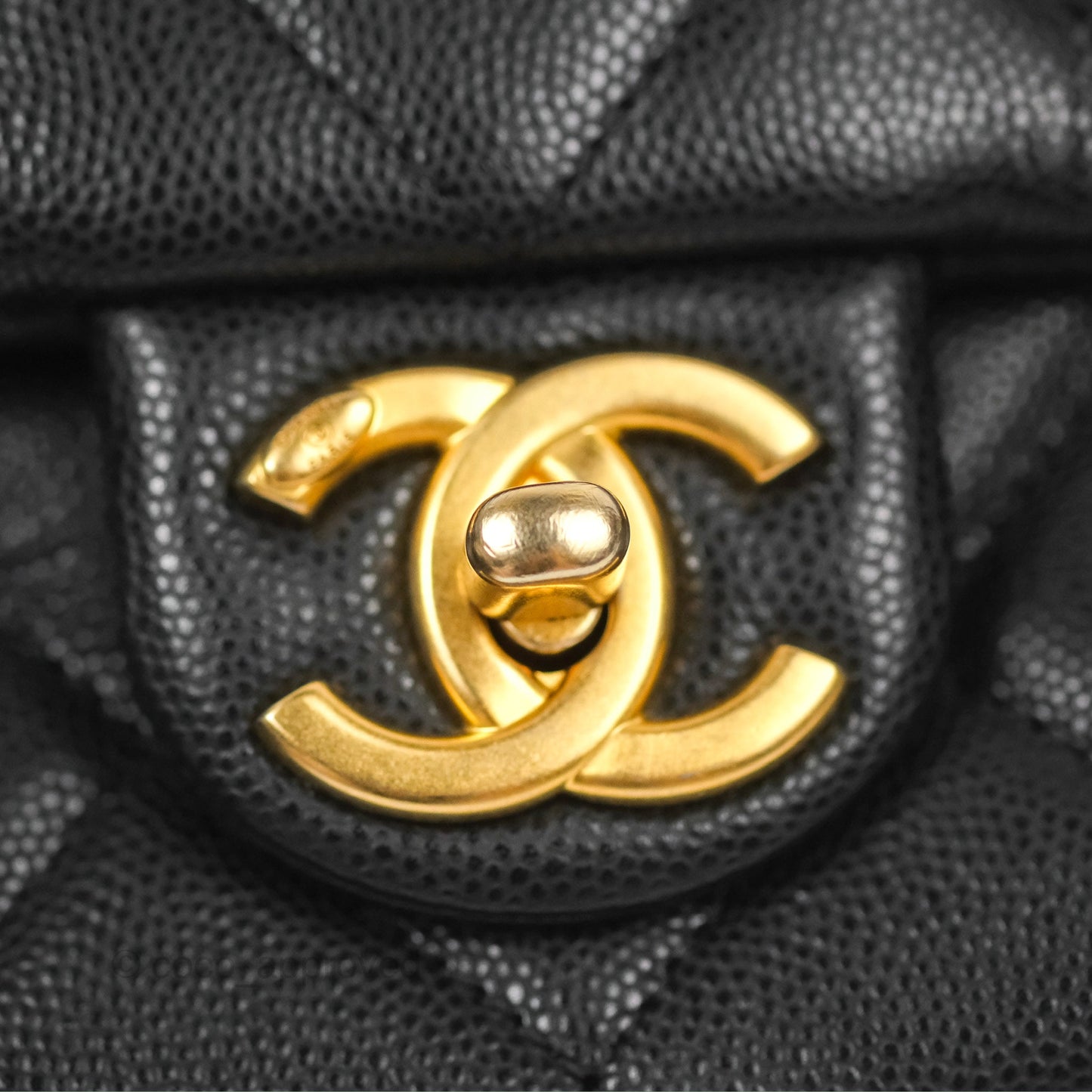 Chanel Small Flap with Coin Charm Black Caviar Aged Gold Hardware 22A