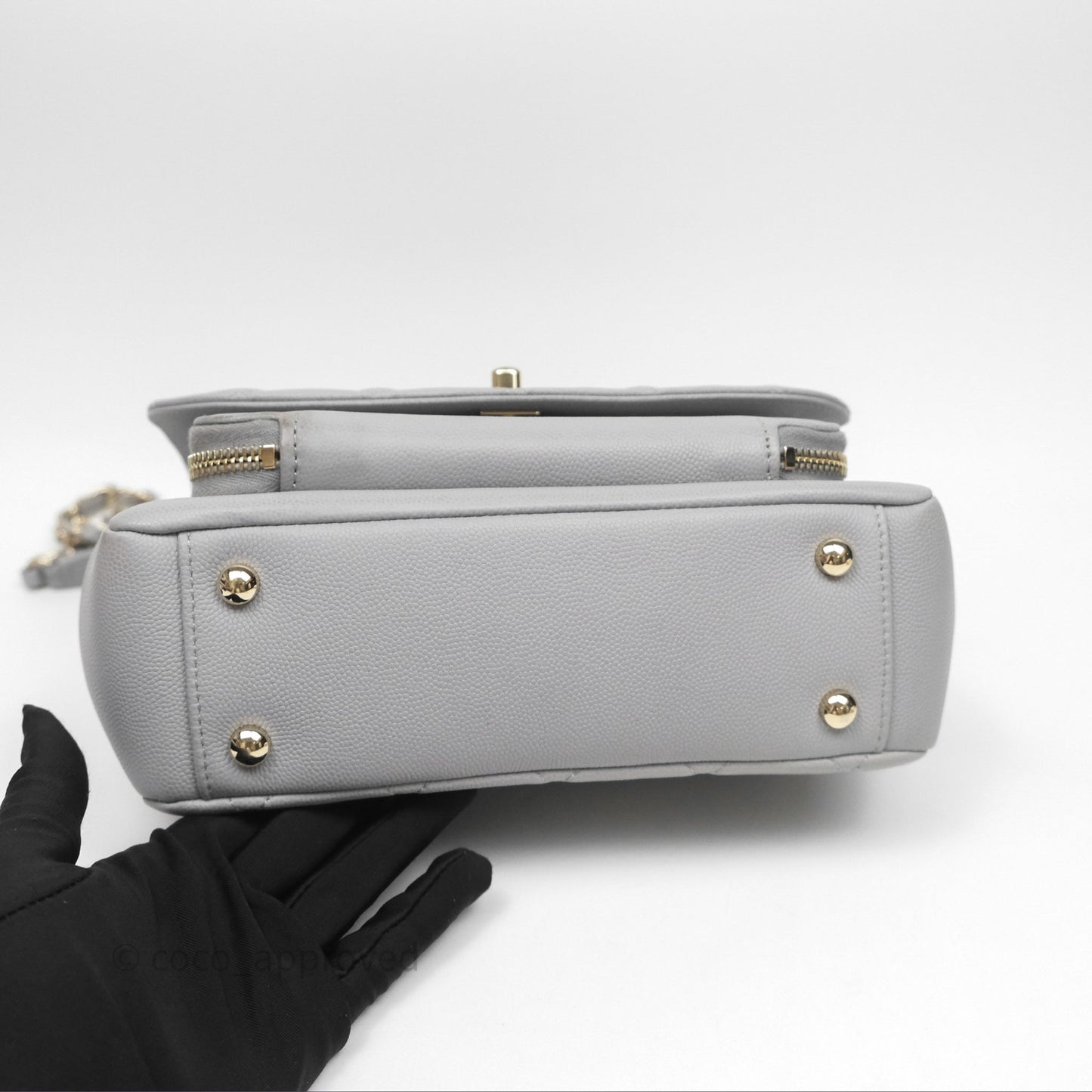 Chanel Quilted Medium Business Affinity Flap Grey Caviar Gold Hardware