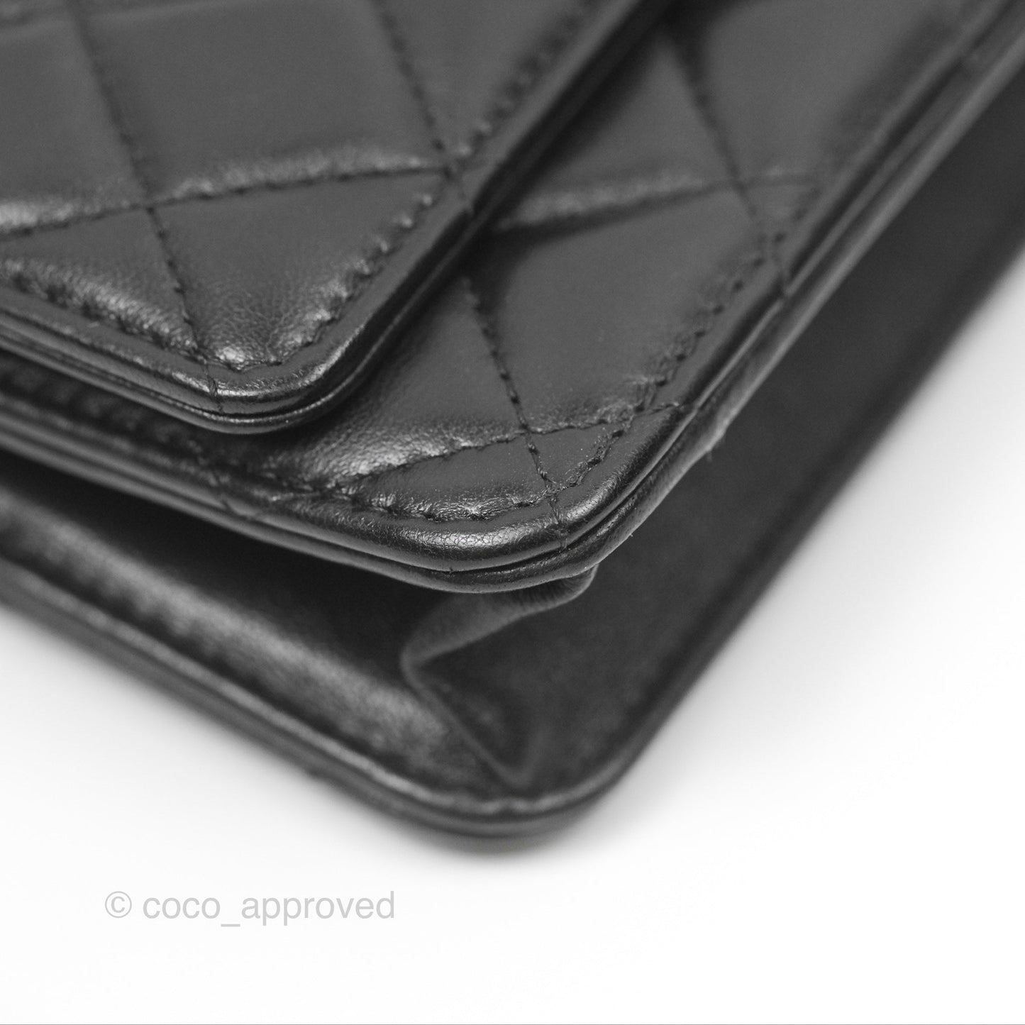 Chanel All Slide Wallet on Chain WOC Adjustable Chain Quilted Black Lambskin 22K