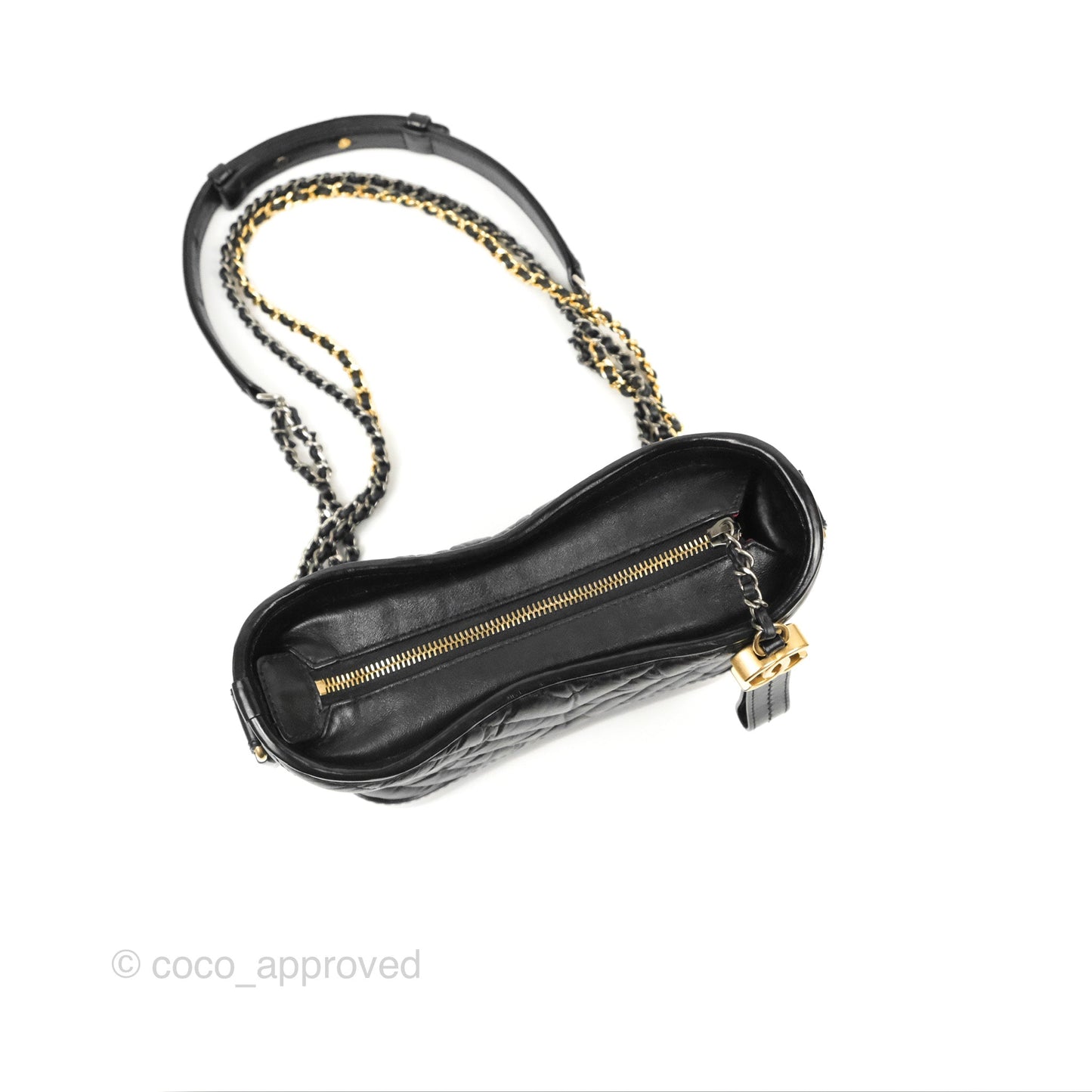Chanel Calfskin Chevron Small Gabrielle Hobo Black Mixed Hardware