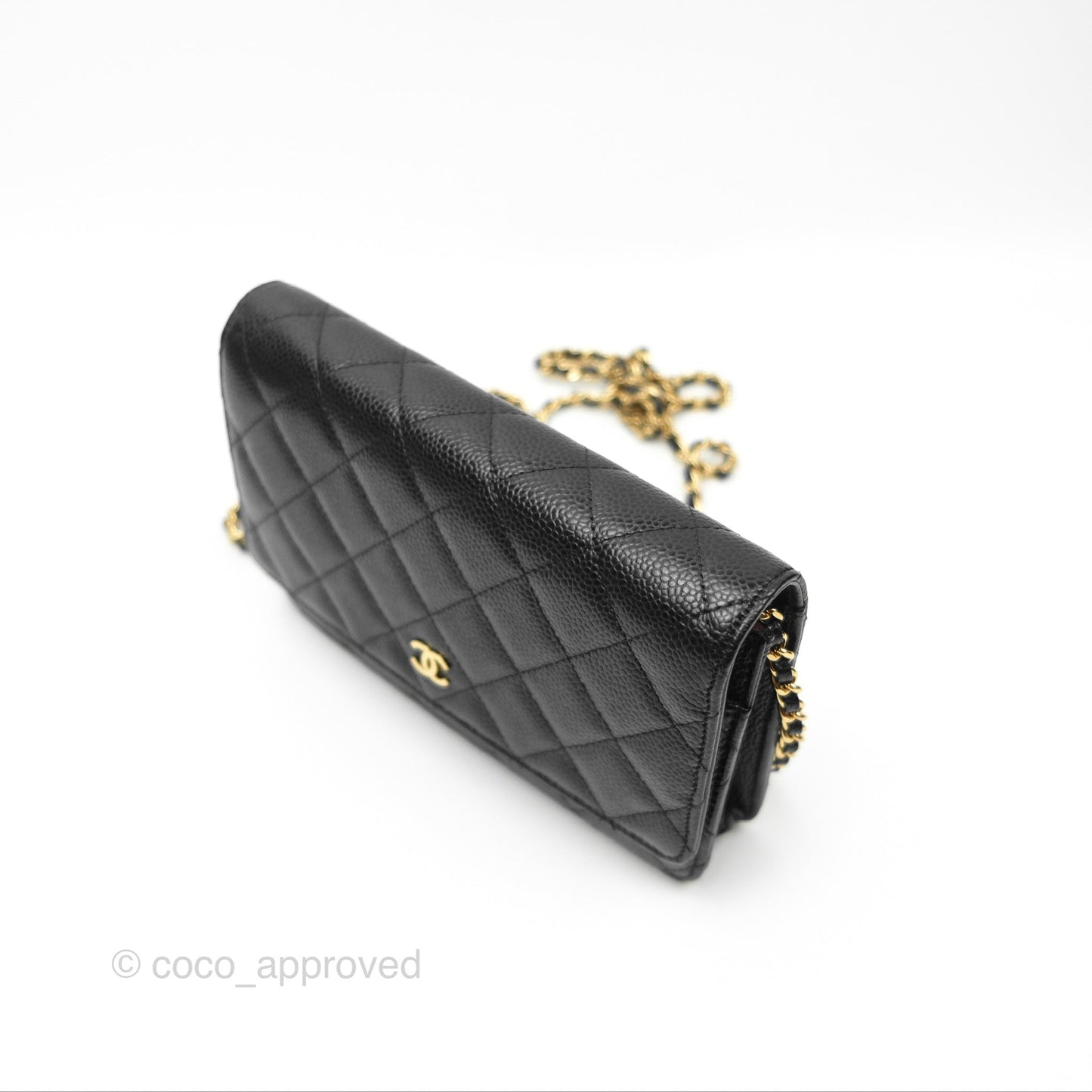 Chanel Quilted Classic Wallet On Chain WOC Black Caviar Gold Hardware