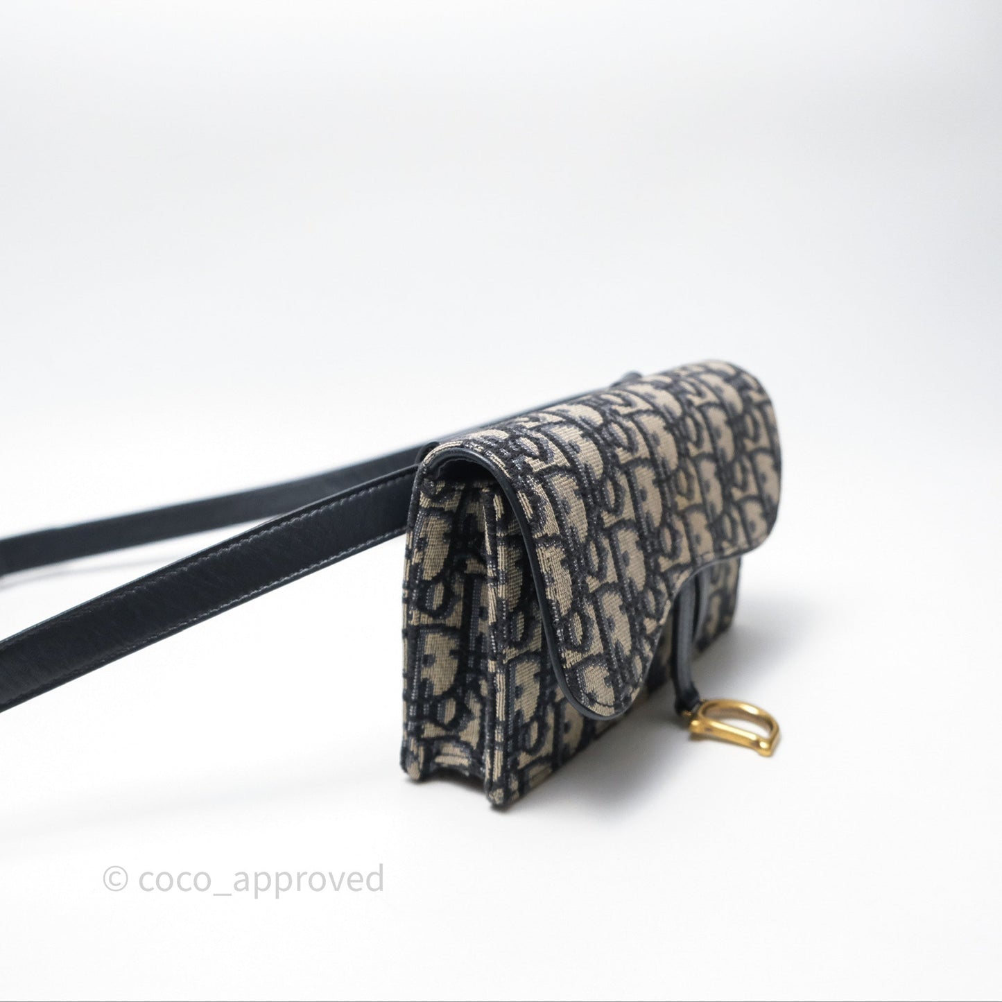 Christian Dior Blue Dior Oblique Jacquard Saddle Belt Pouch