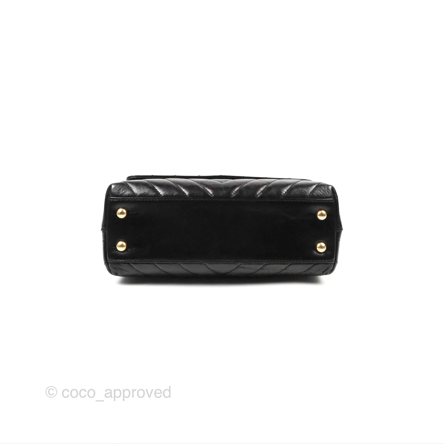 Chanel Chevron Small Coco Handle Black Shiny Aged Calfskin Aged Gold Hardware’s