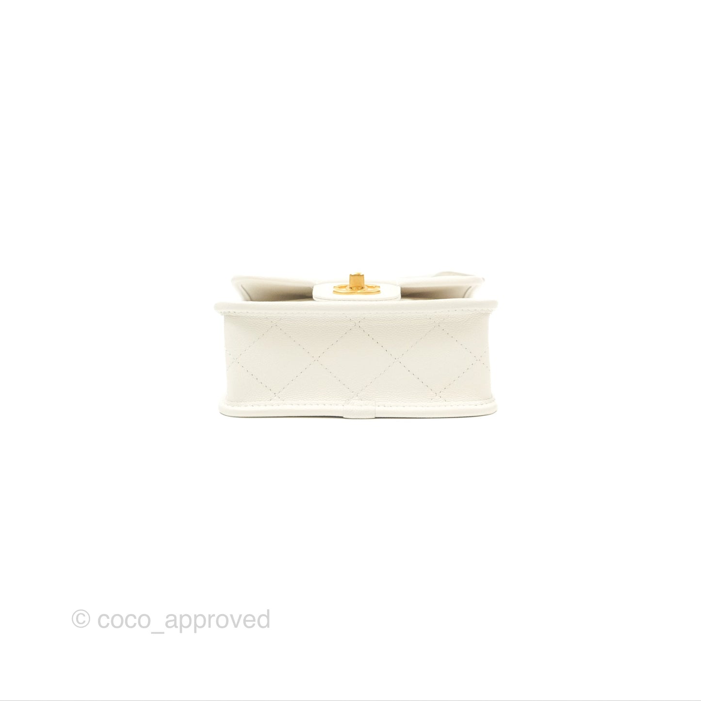 Chanel Mini School Memory Top Handle Flap White Caviar 22K