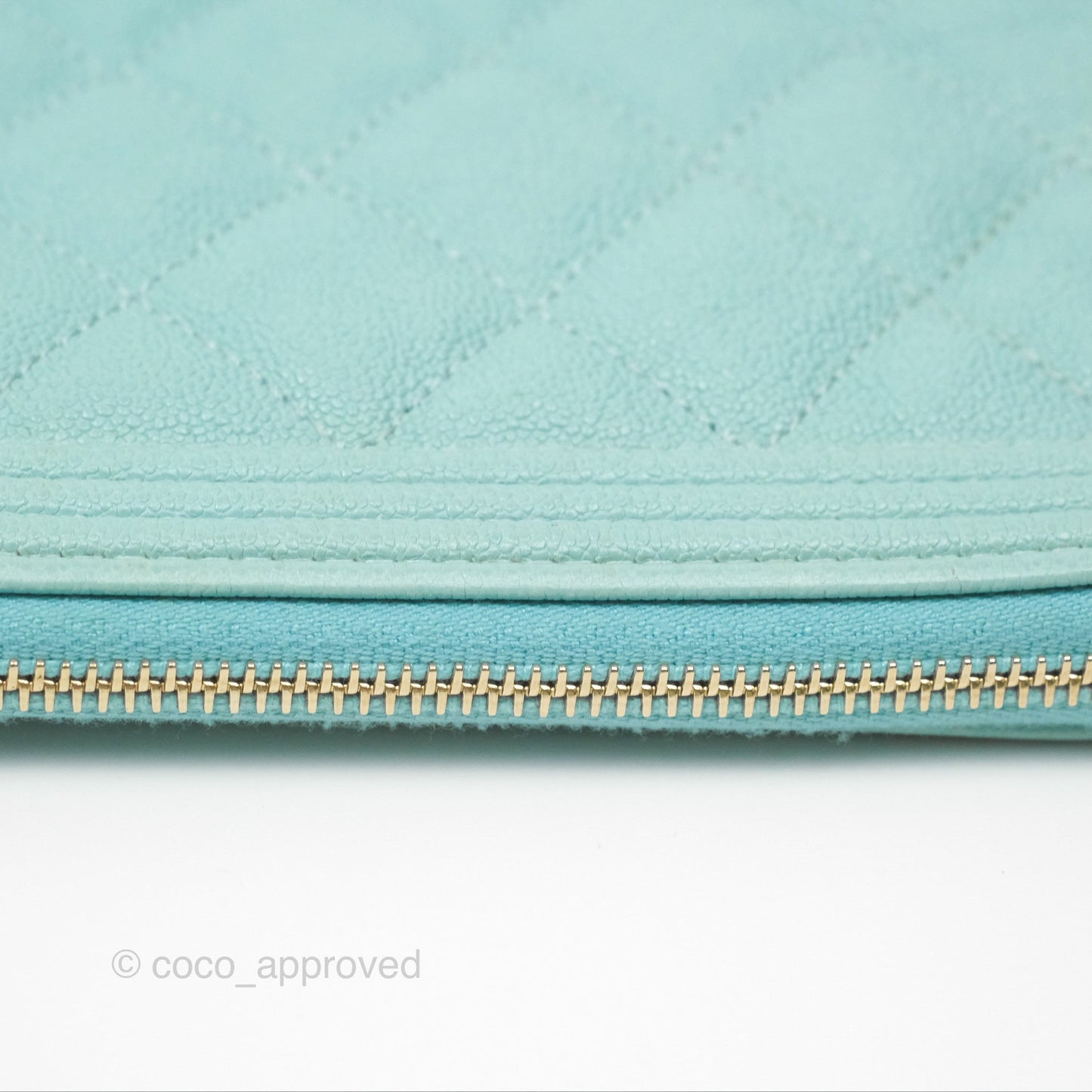 Chanel Medium O Case Boy Tiffany Blue Caviar Gold Hardware
