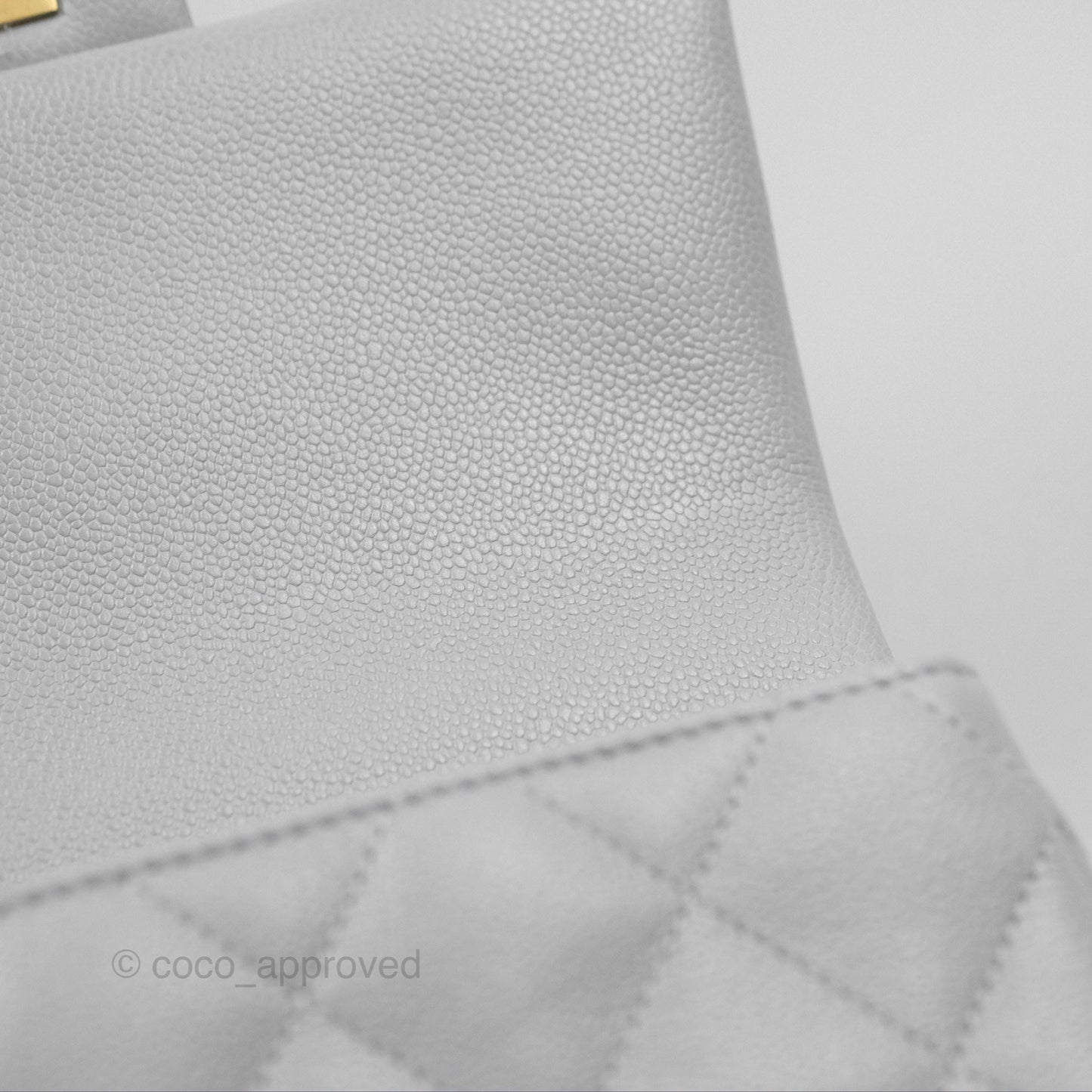 Chanel Mini Flap Bag Heart Adjustable Chain Grey Caviar Aged Gold Hardware