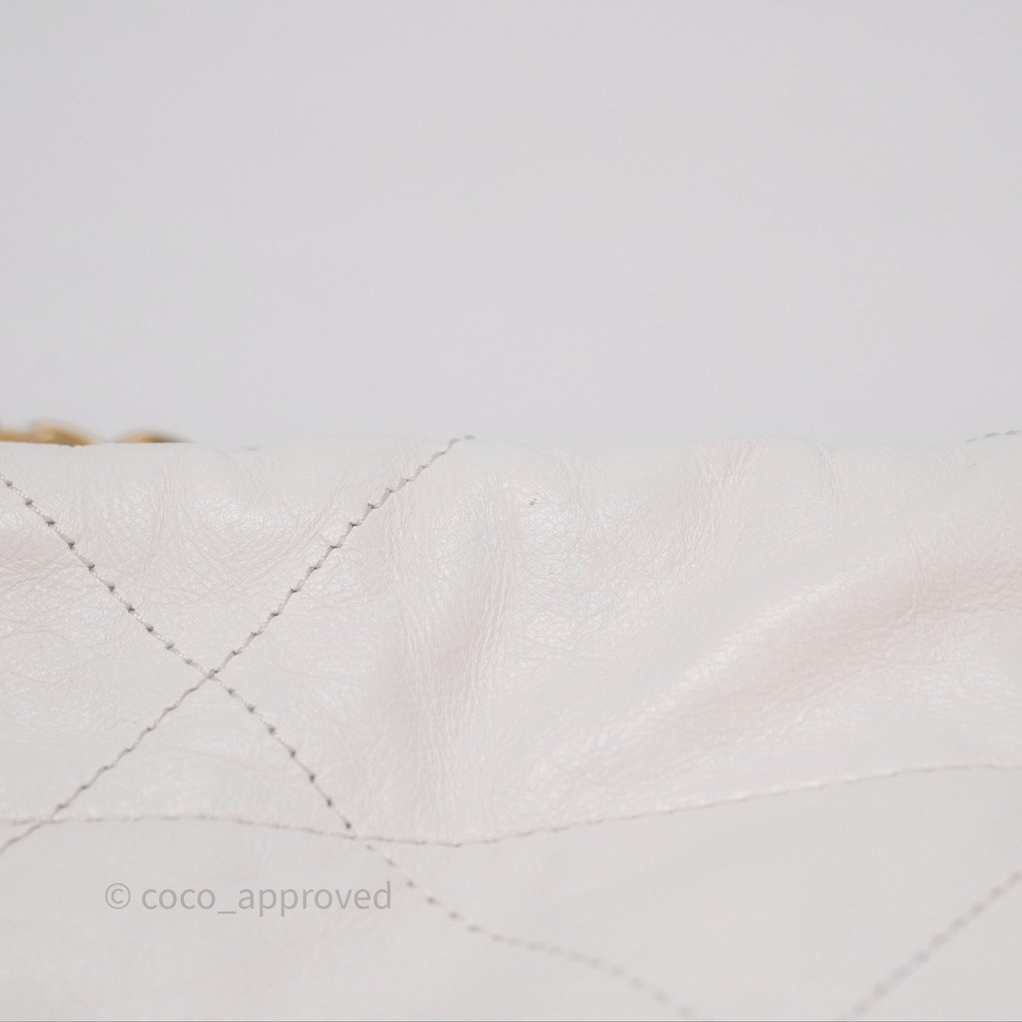 Chanel 22 Small White Shiny Calfskin Aged Gold Hardware