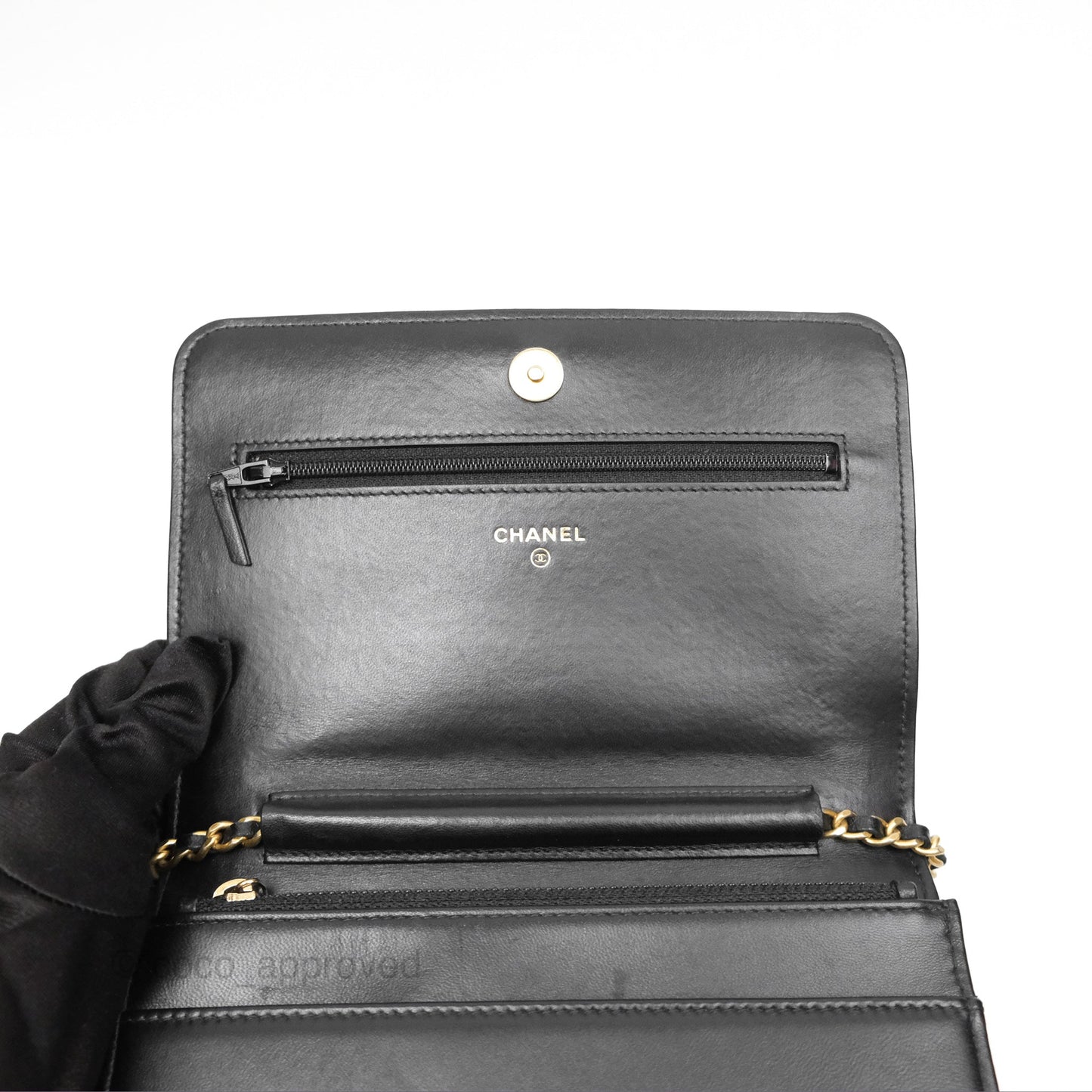 Chanel Quilted Boy Wallet on Chain WOC Black Calfskin Aged Gold Hardware