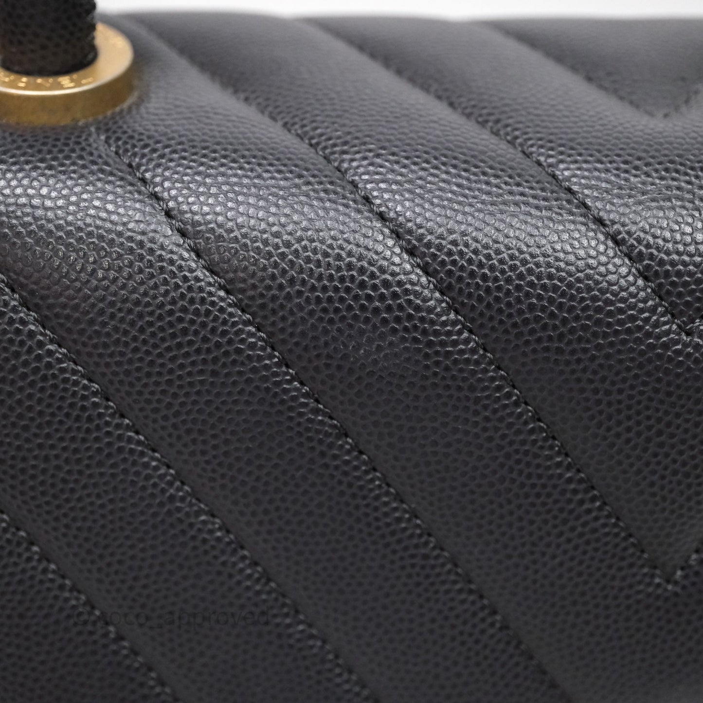 Chanel Medium Coco Handle Chevron Grey Bag Gold Hardware