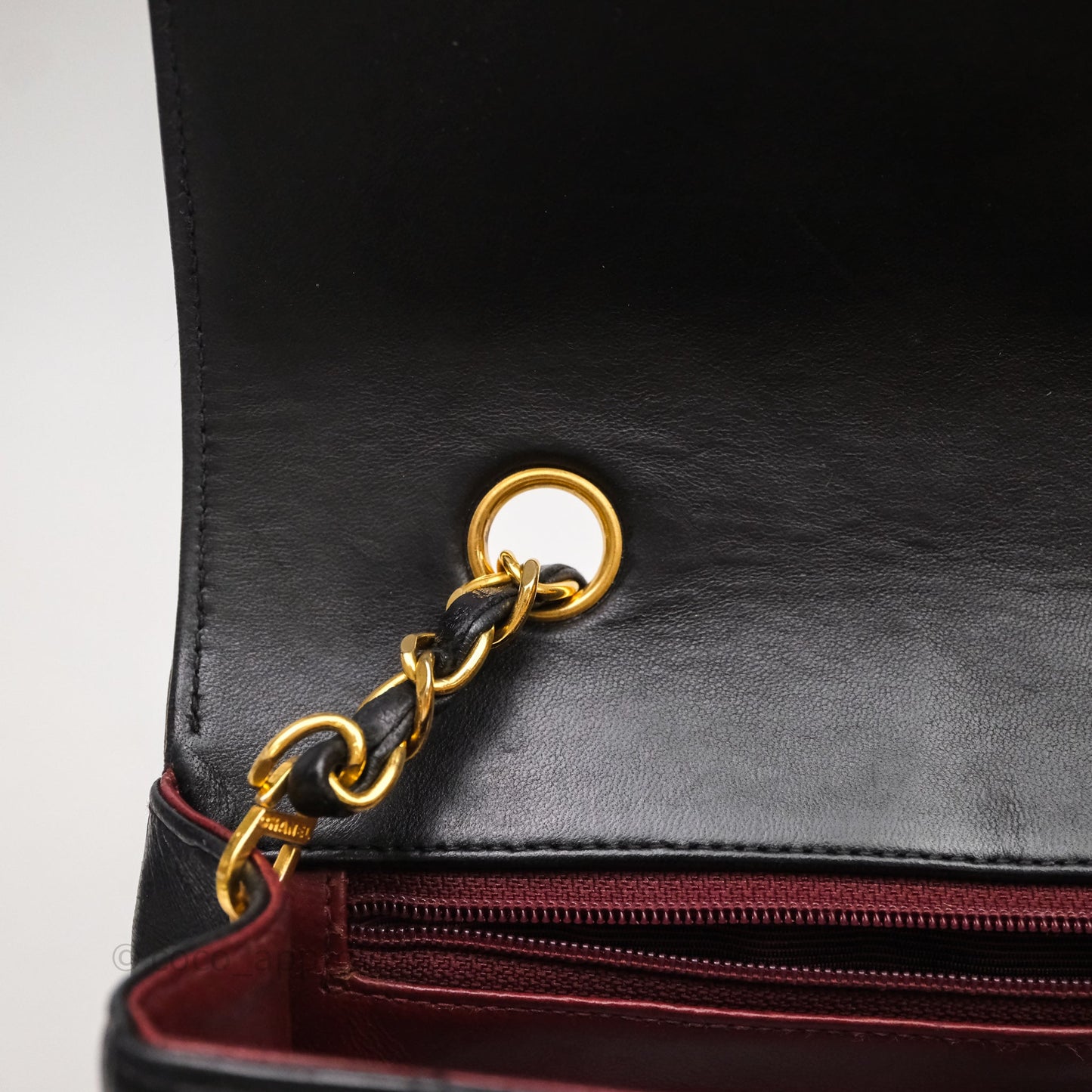Chanel Vintage Small Classic Diana Flap Bag Black Lambskin 24K Gold Hardware