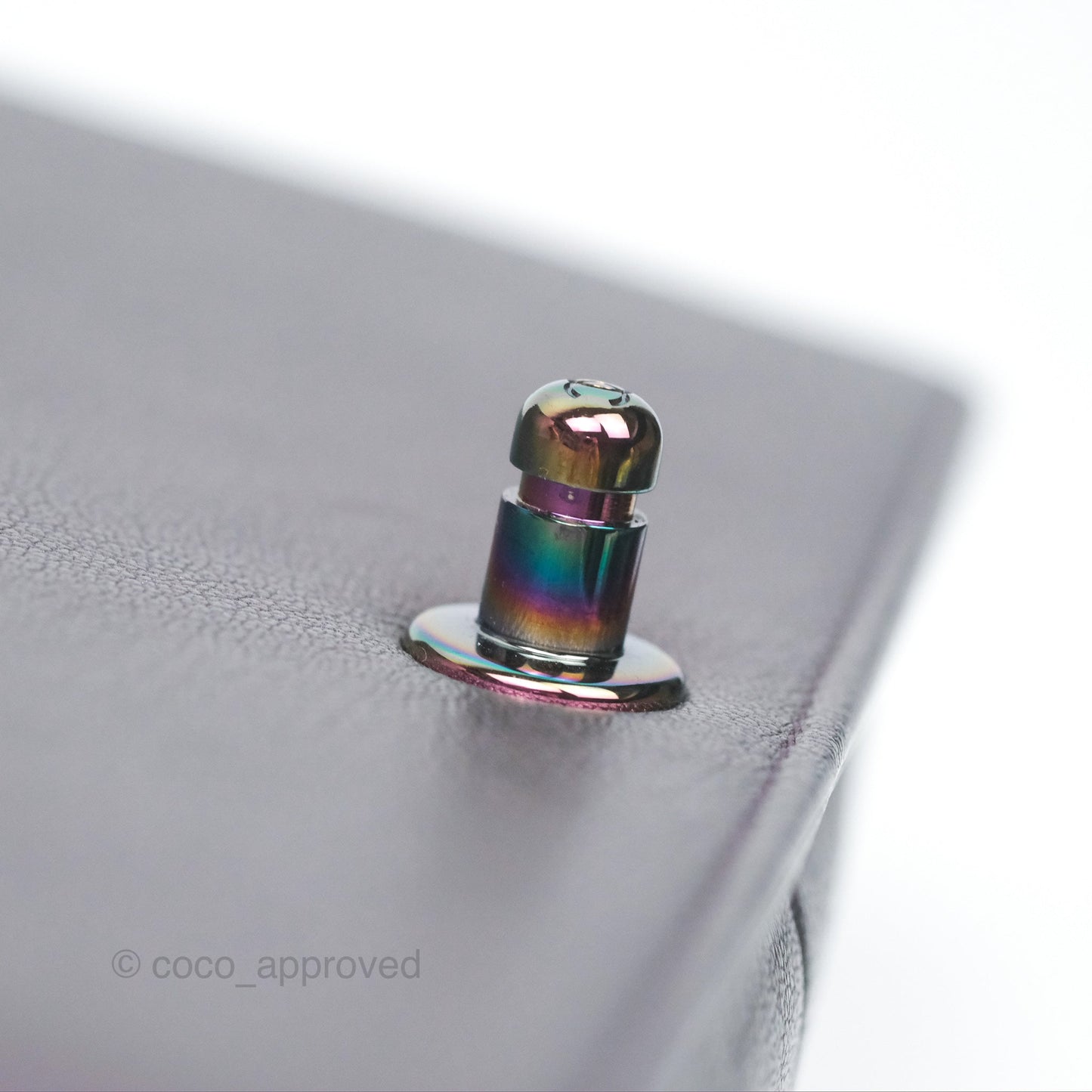 Chanel Medium Boy Quilted Iridescent Purple Goatskin Rainbow Hardware