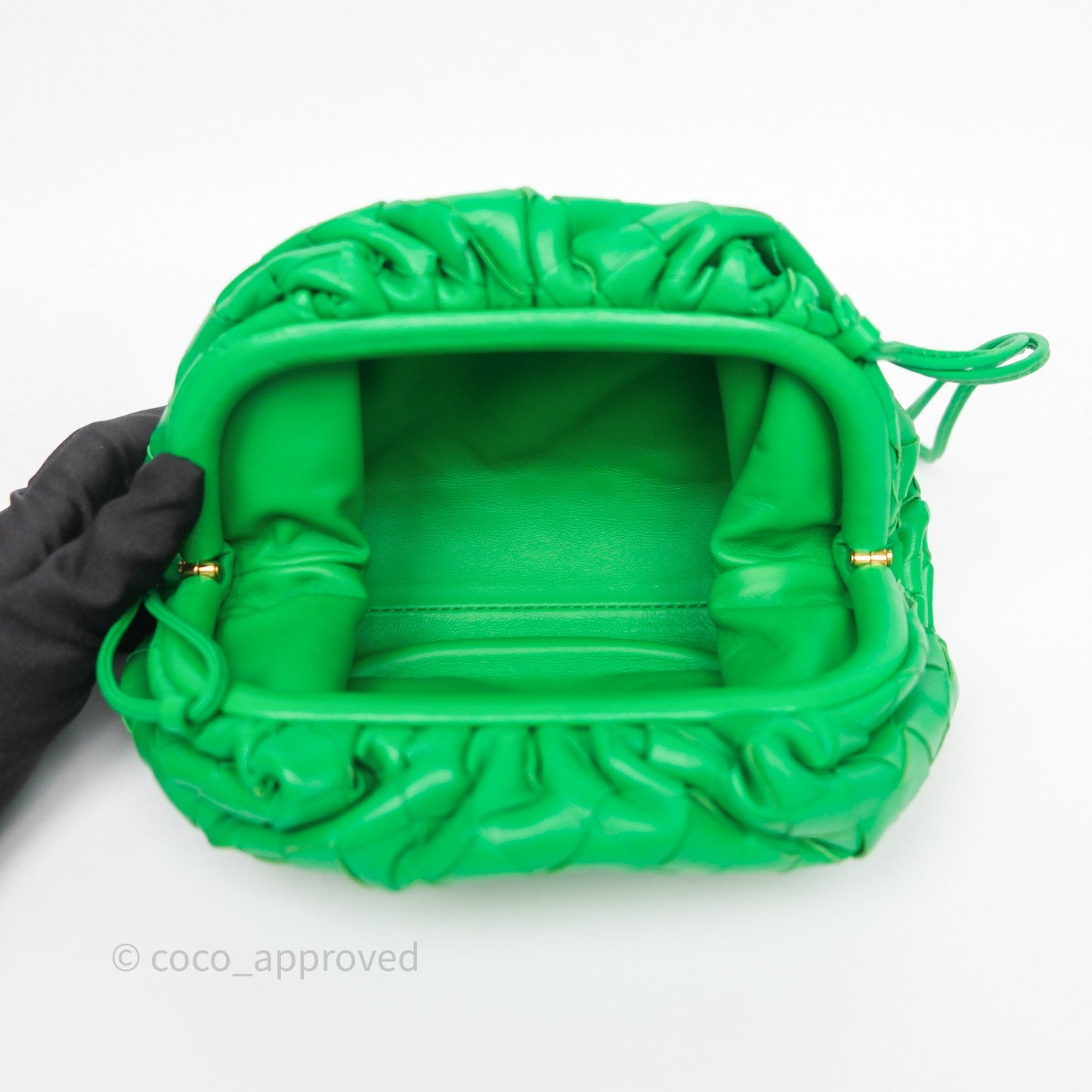 Bottega Veneta Mini Pouch Green Intrecciato Lambskin