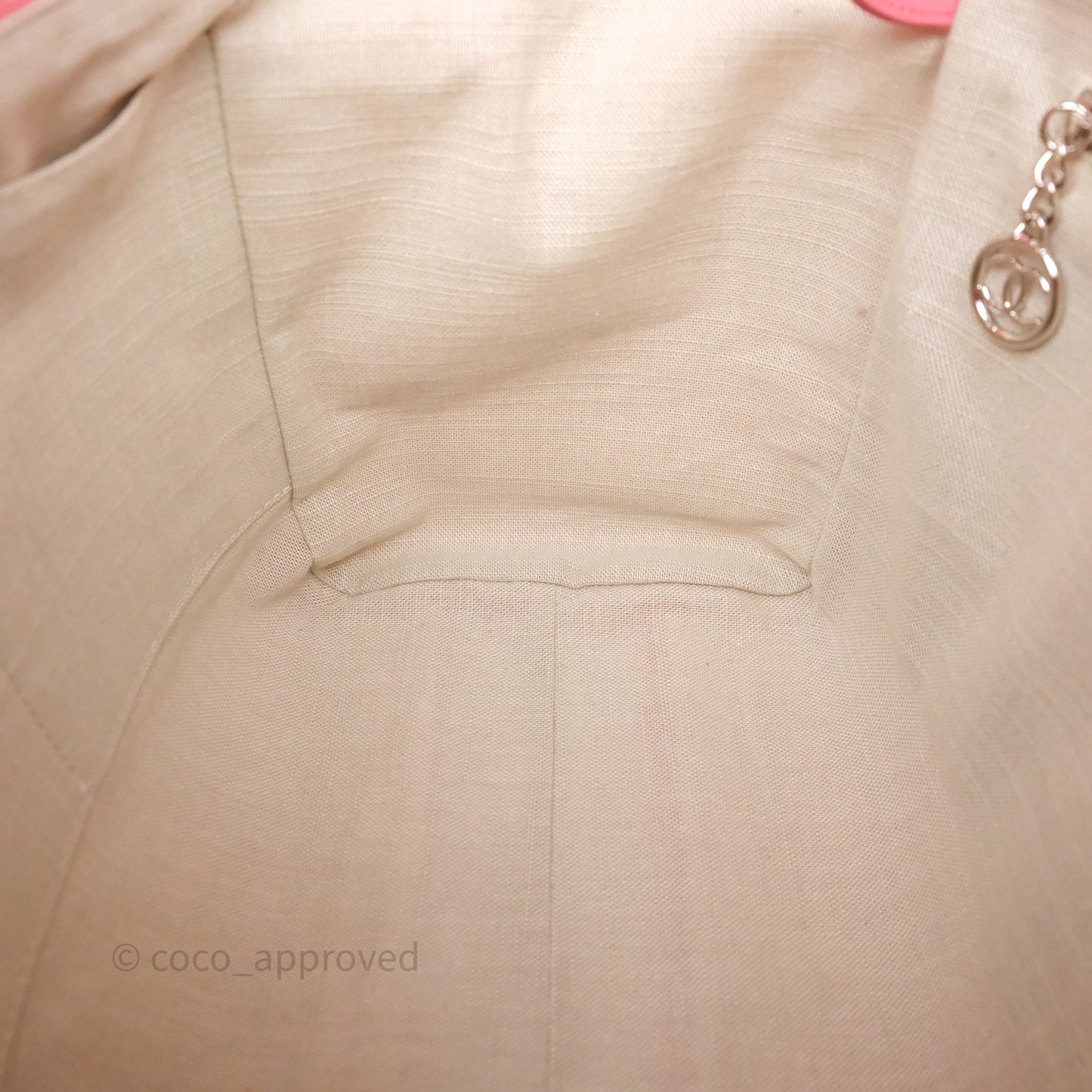 Chanel New Small Deauville Tote Pink Cotton Sliver Hardware