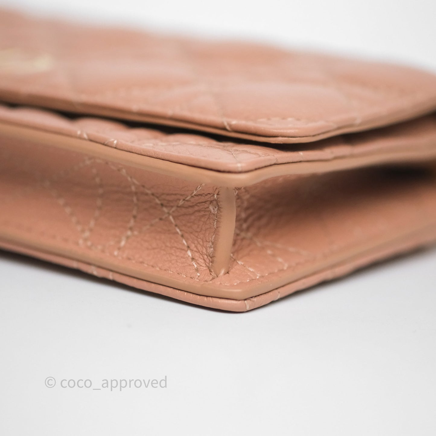 Christian Dior Caro Pouch with Chain In Supple Pink Cannage Calfskin