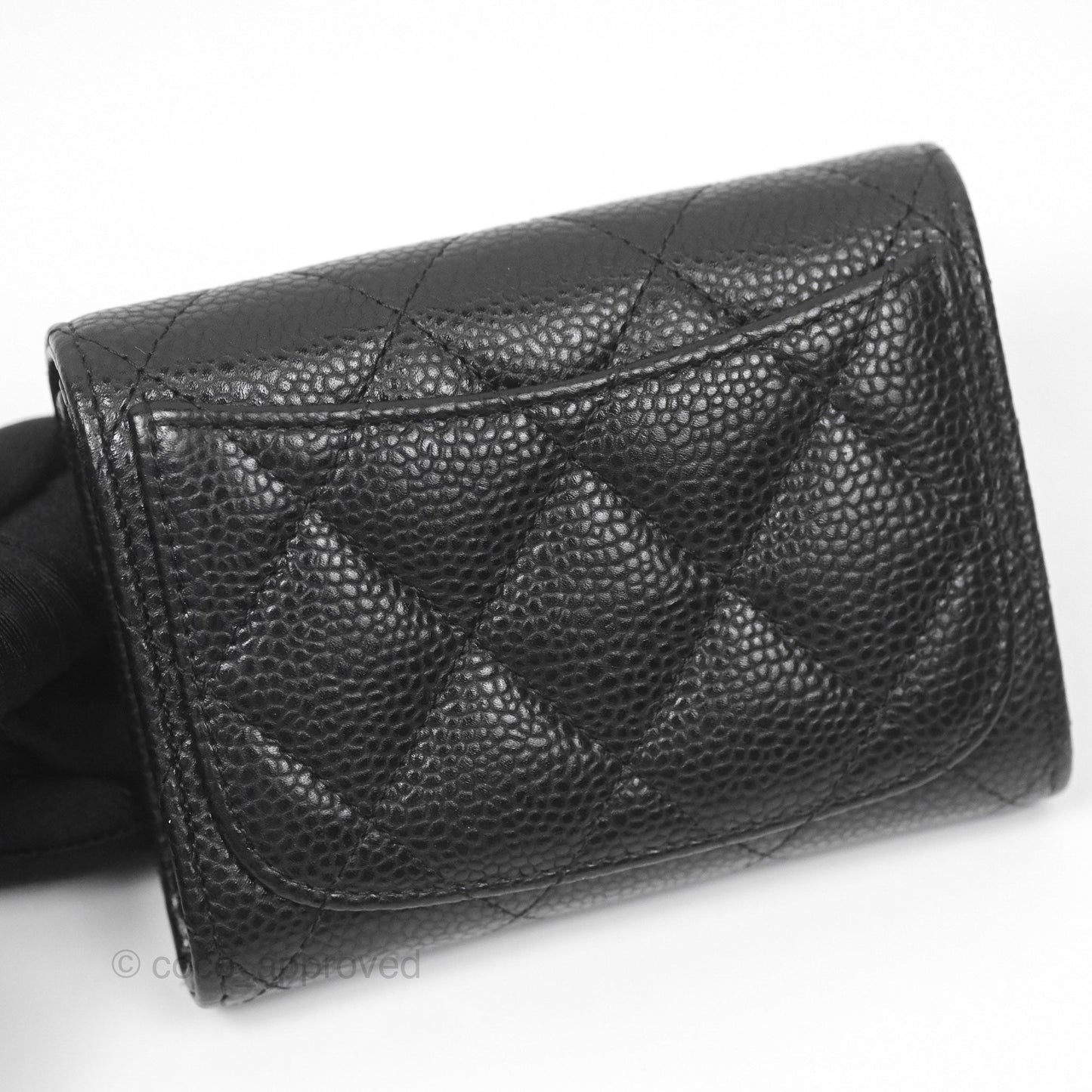 Chanel Caviar Quilted Flap Card Holder Black Gold Hardware