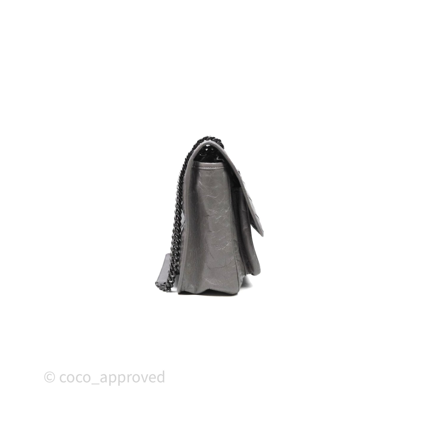 Saint Laurent Medium Niki Chain Bag Crinkled Calfskin Grey