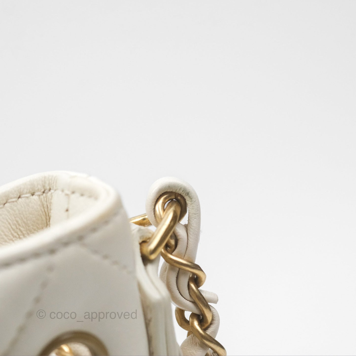 Chanel Quilted Drawstring Bucket Bag Ivory Lambskin Aged Gold Hardware