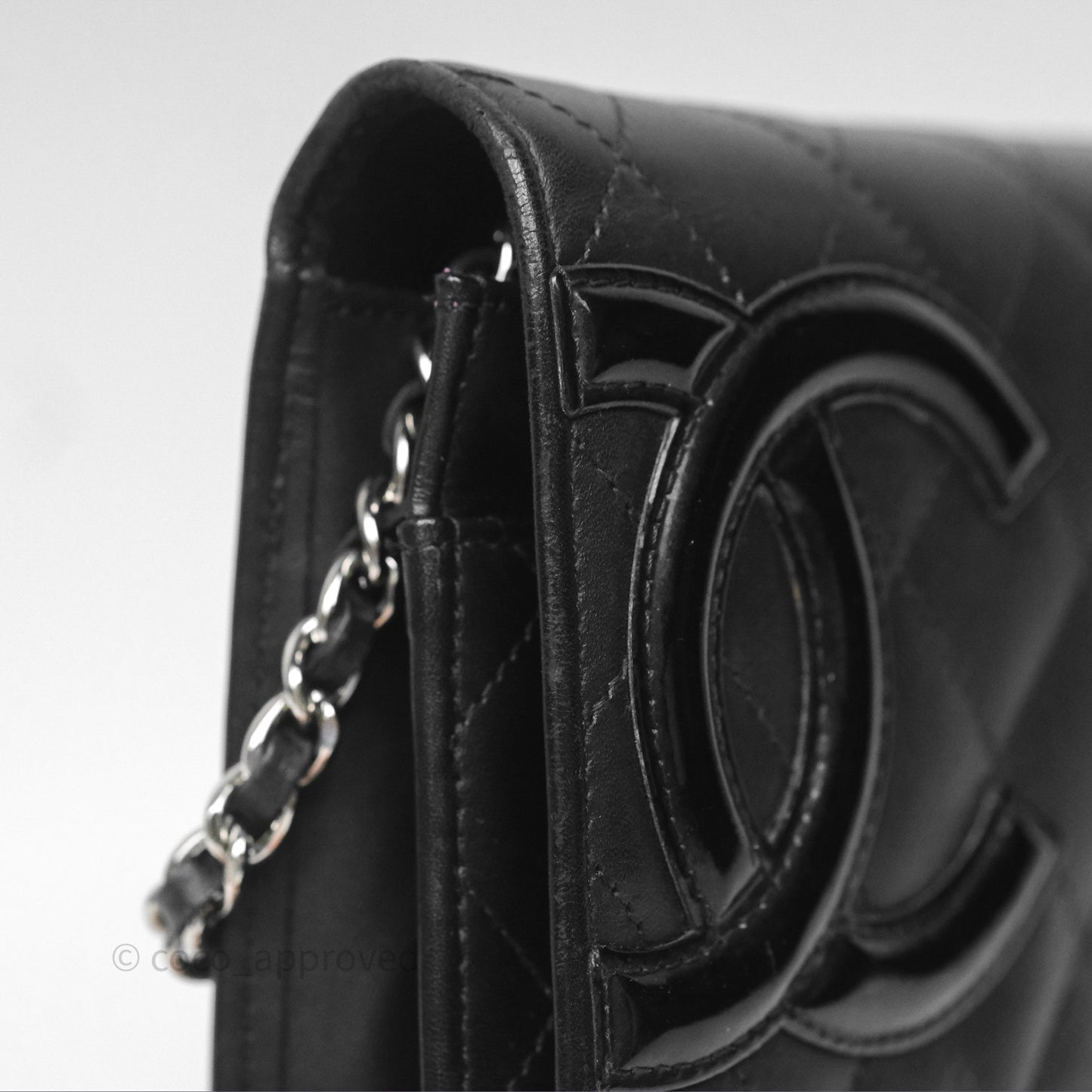 Chanel Quilted Wallet on Chain WOC Cambon Black Calfskin Silver Hardware