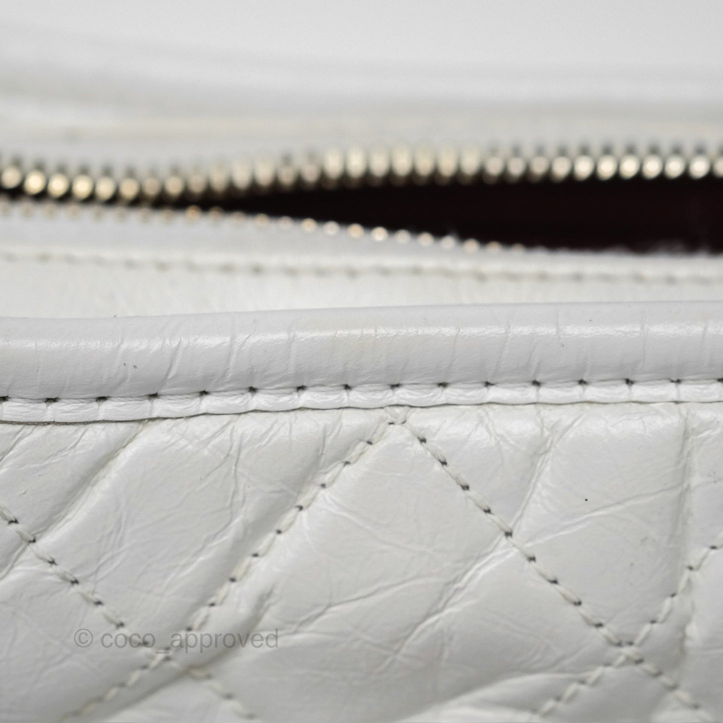 Chanel Small Gabrielle Hobo Quilted White Aged Calfskin