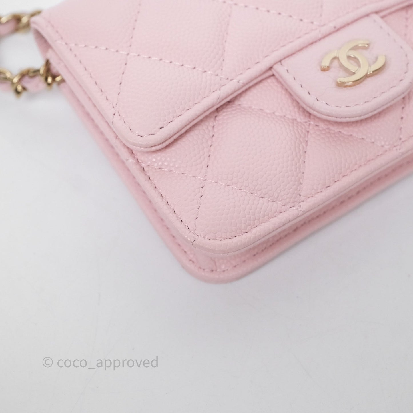Chanel Mini Clutch With Chain Light Pink Caviar Gold Hardware