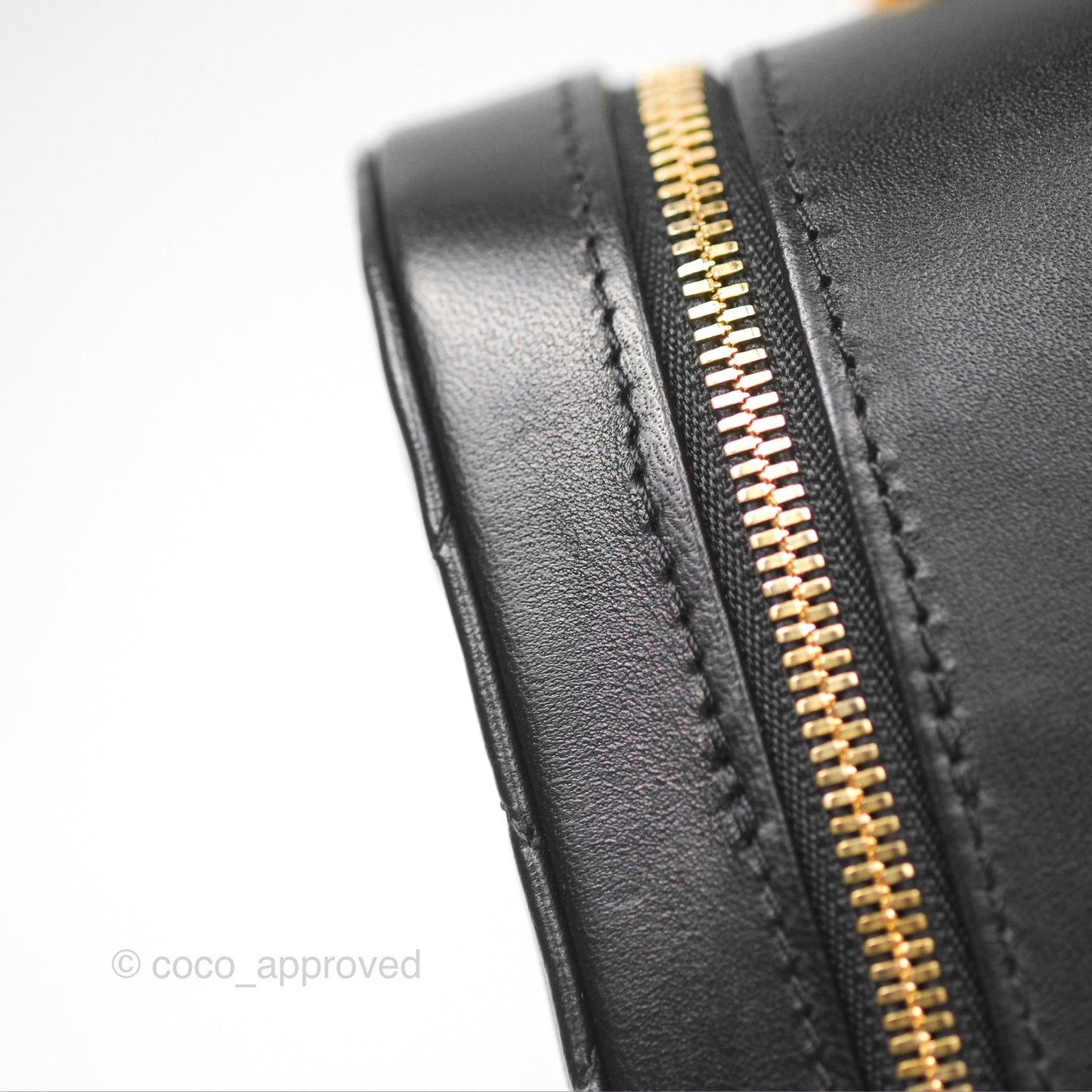 Chanel Top Handle Vanity Case Black Lambskin Aged Gold Hardware 22A