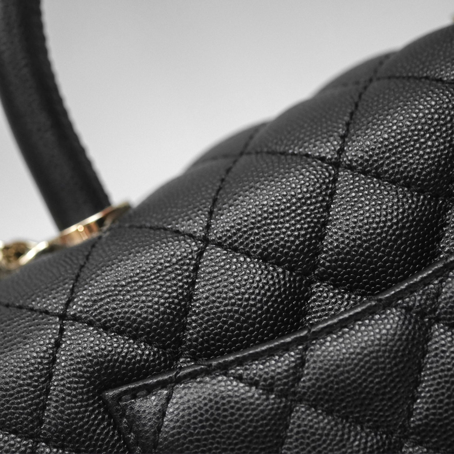 Chanel Small Coco Handle Quilted Black Caviar Gold Hardware