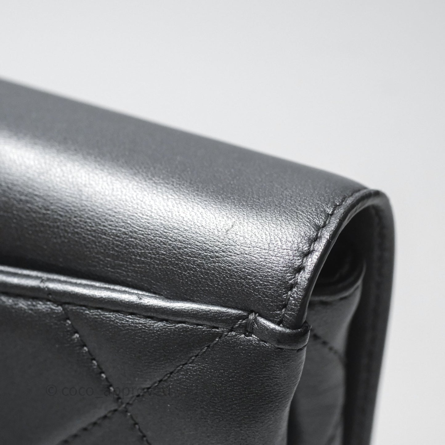 Chanel Clutch with Chain Metallic Dark Grey Silver Hardware
