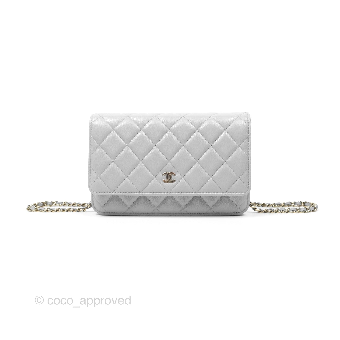 Chanel Quilted Classic Wallet on Chain WOC Grey Caviar Gold Hardware
