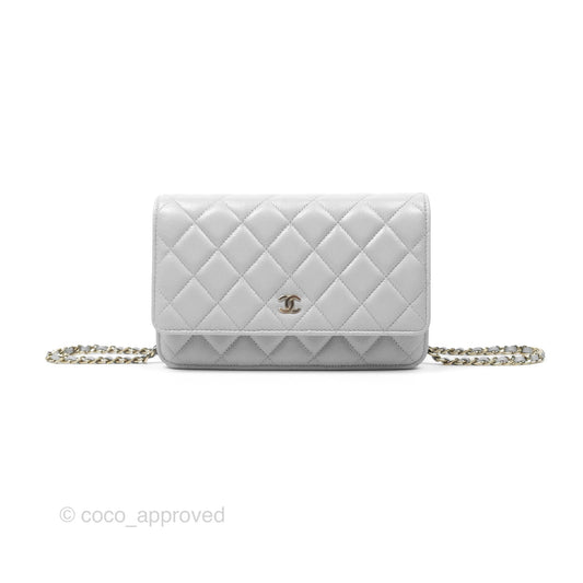 Chanel Quilted Classic Wallet on Chain WOC Grey Caviar Gold Hardware