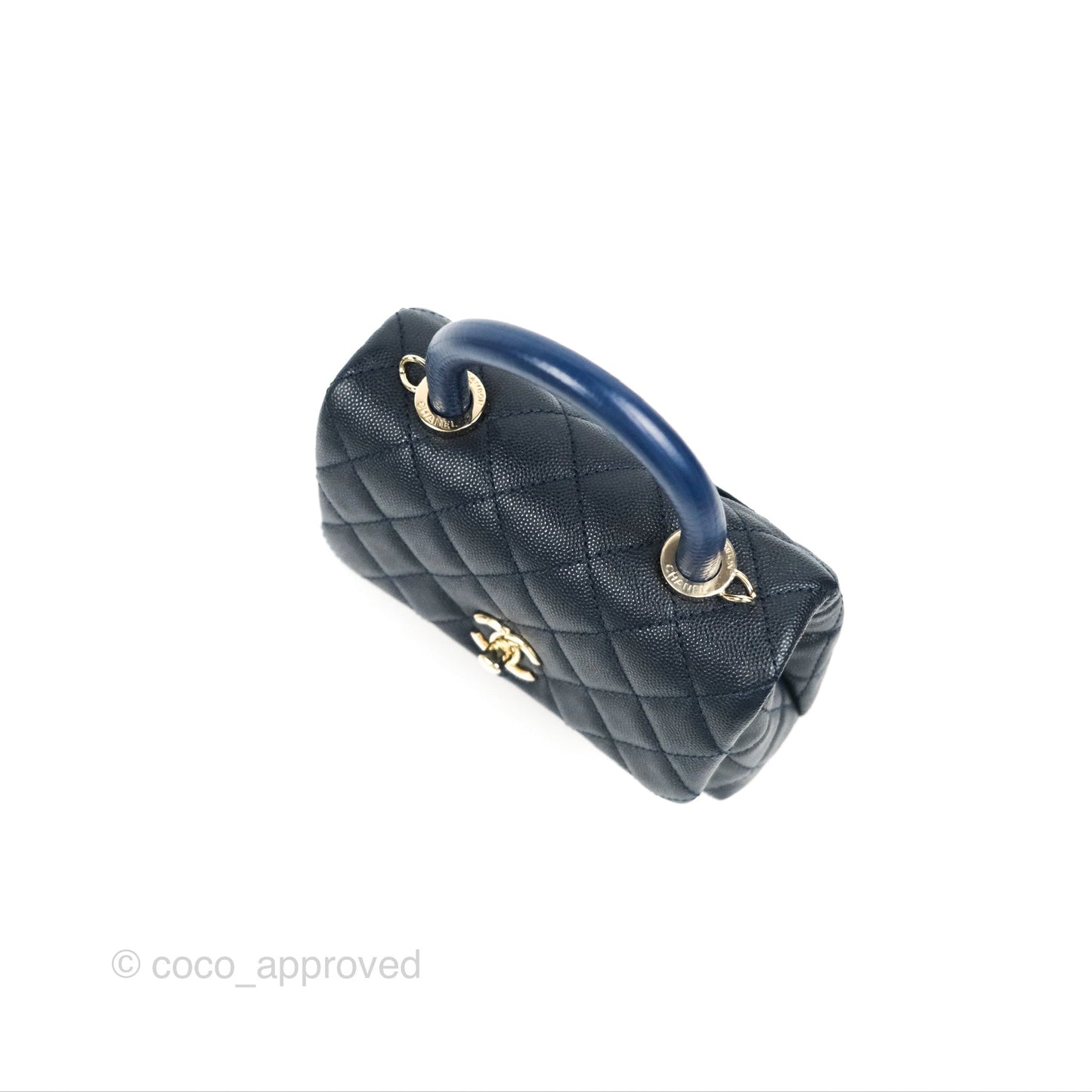 Chanel Mini Coco Handle Quilted Navy Caviar Gold Hardware